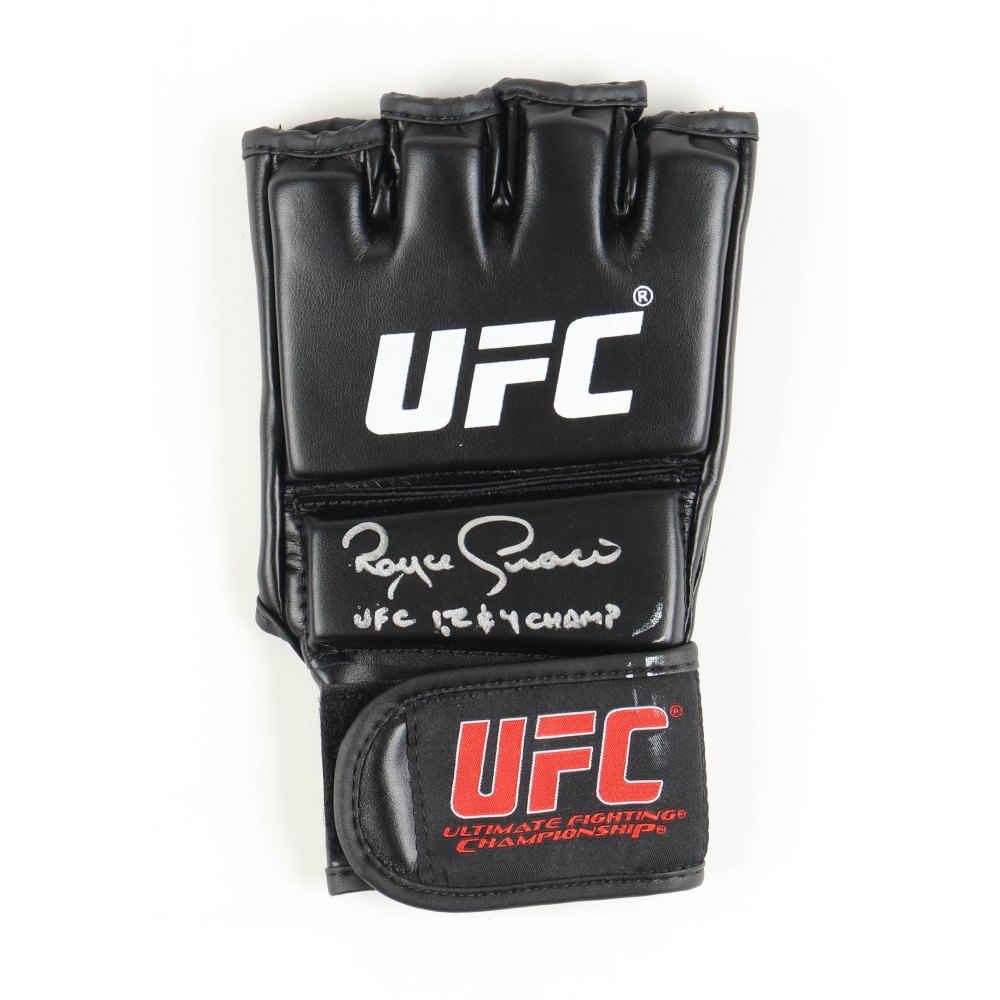 Royce Gracie Signed UFC Glove Inscribed "UFC 1, 2, & 4 Champ" (PA COA