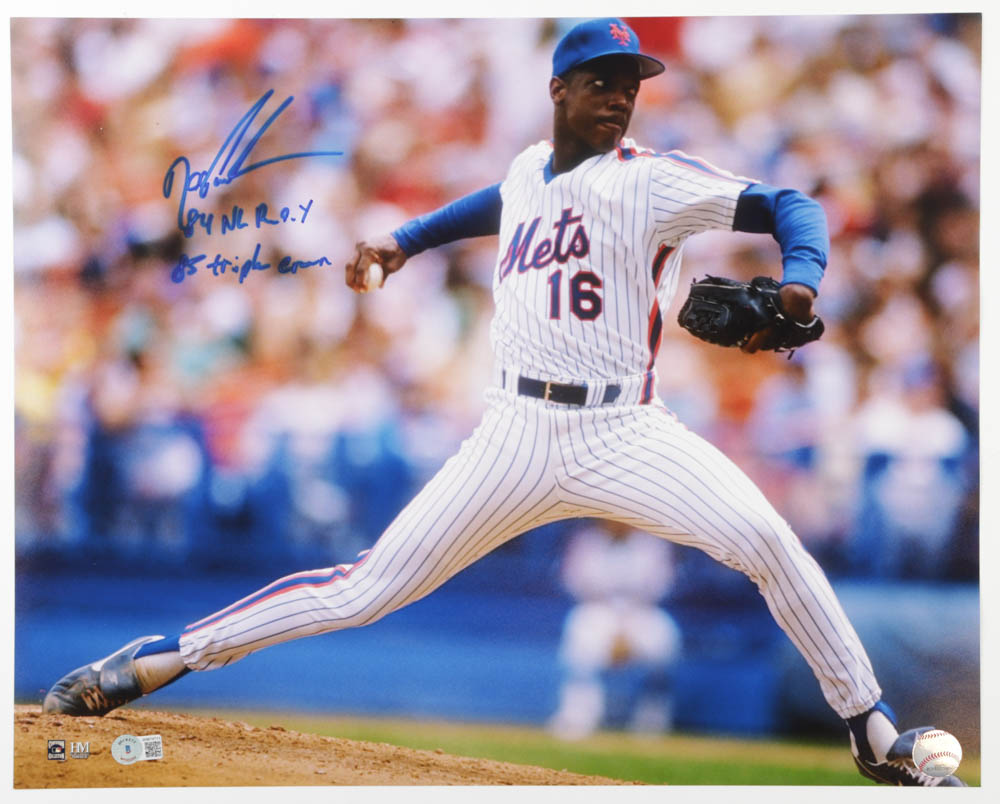 Dwight "Doc" Gooden Signed Mets 16x20 Photo Inscribed "84 NL R.O.Y." & "85 Triple Crown" (Beckett) at PristineAuction.com Dwight "Doc" Gooden Signed Mets 16x20 Photo Inscribed "84 NL R.O.Y." & "85 Triple Crown" (Beckett) at PristineAuction.com