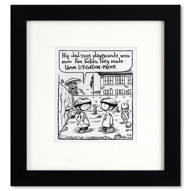 Bizarro "Litigation-Proof Playground" 12x11 Custom Framed Original Pen & Ink Drawing by Dan Piraro (PA) at PristineAuction.com Bizarro "Litigation-Proof Playground" 12x11 Custom Framed Original Pen & Ink Drawing by Dan Piraro (PA) at PristineAuction.com