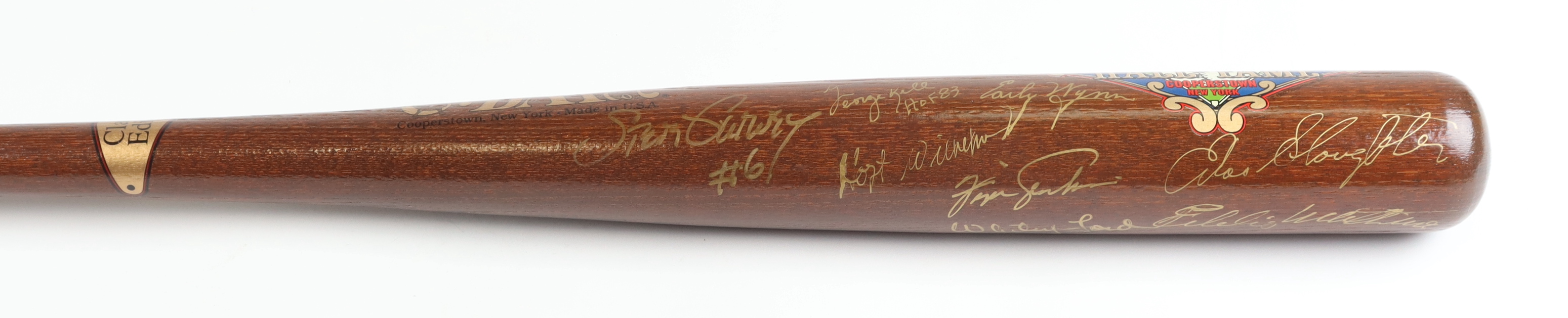 MLB Hall of Famers Cooperstown Bat Hall of Fame Logo Baseball Bat Signed By (11) with Richie Ashburn, Whitey Ford, Eddie Matthews, Early Wynn, Enos Slaughter (PSA) at PristineAuction.com MLB Hall of Famers Cooperstown Bat Hall of Fame Logo Baseball Bat Signed By (11) with Richie Ashburn, Whitey Ford, Eddie Matthews, Early Wynn, Enos Slaughter (PSA) at PristineAuction.com