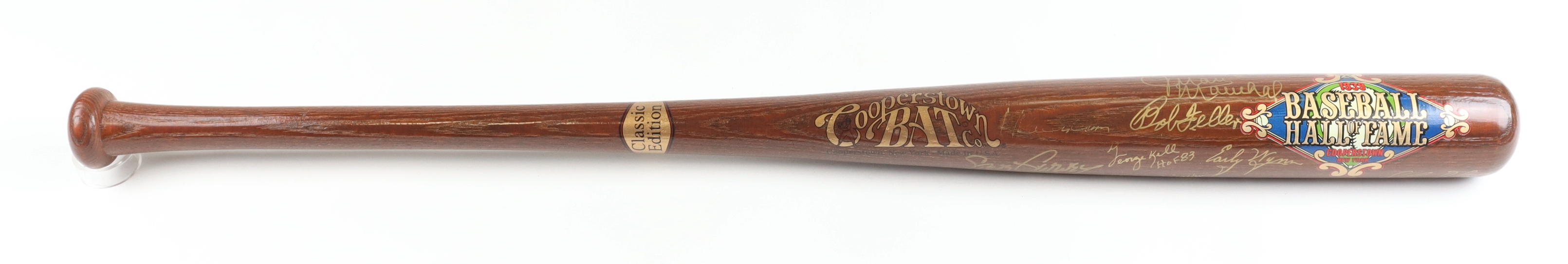 MLB Hall of Famers Cooperstown Bat Hall of Fame Logo Baseball Bat Signed By (11) with Richie Ashburn, Whitey Ford, Eddie Matthews, Early Wynn, Enos Slaughter (PSA) at PristineAuction.com MLB Hall of Famers Cooperstown Bat Hall of Fame Logo Baseball Bat Signed By (11) with Richie Ashburn, Whitey Ford, Eddie Matthews, Early Wynn, Enos Slaughter (PSA) at PristineAuction.com