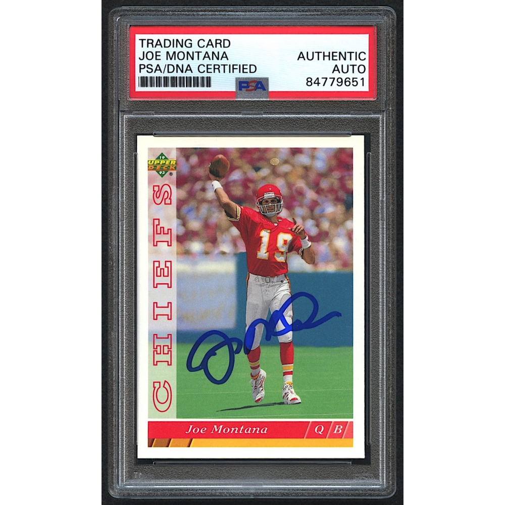 Joe Montana Signed Football Card (PSA Encapsulated) Pristine Auction