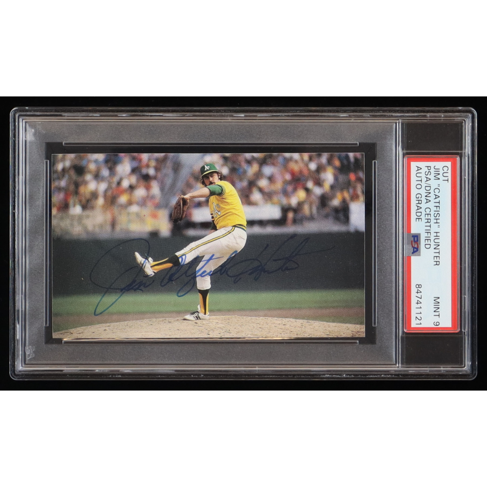 Jim "Catfish" Hunter Signed 3x5 Cut (PSA) Pristine Auction