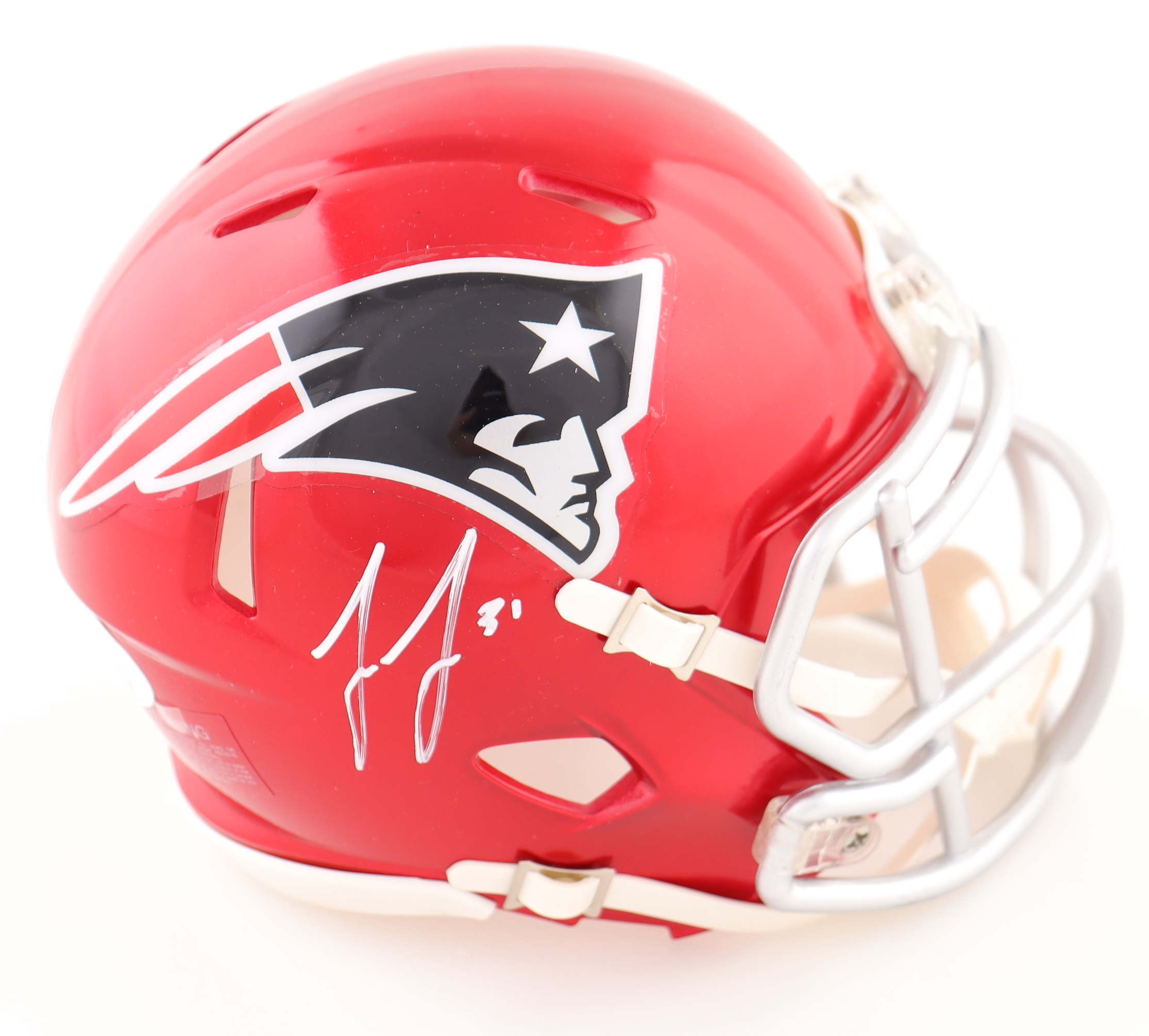 Jonathan Jones Signed Patriots Flash Alternate Speed Mini Helmet (JSA) at PristineAuction.com Jonathan Jones Signed Patriots Flash Alternate Speed Mini Helmet (JSA) at PristineAuction.com
