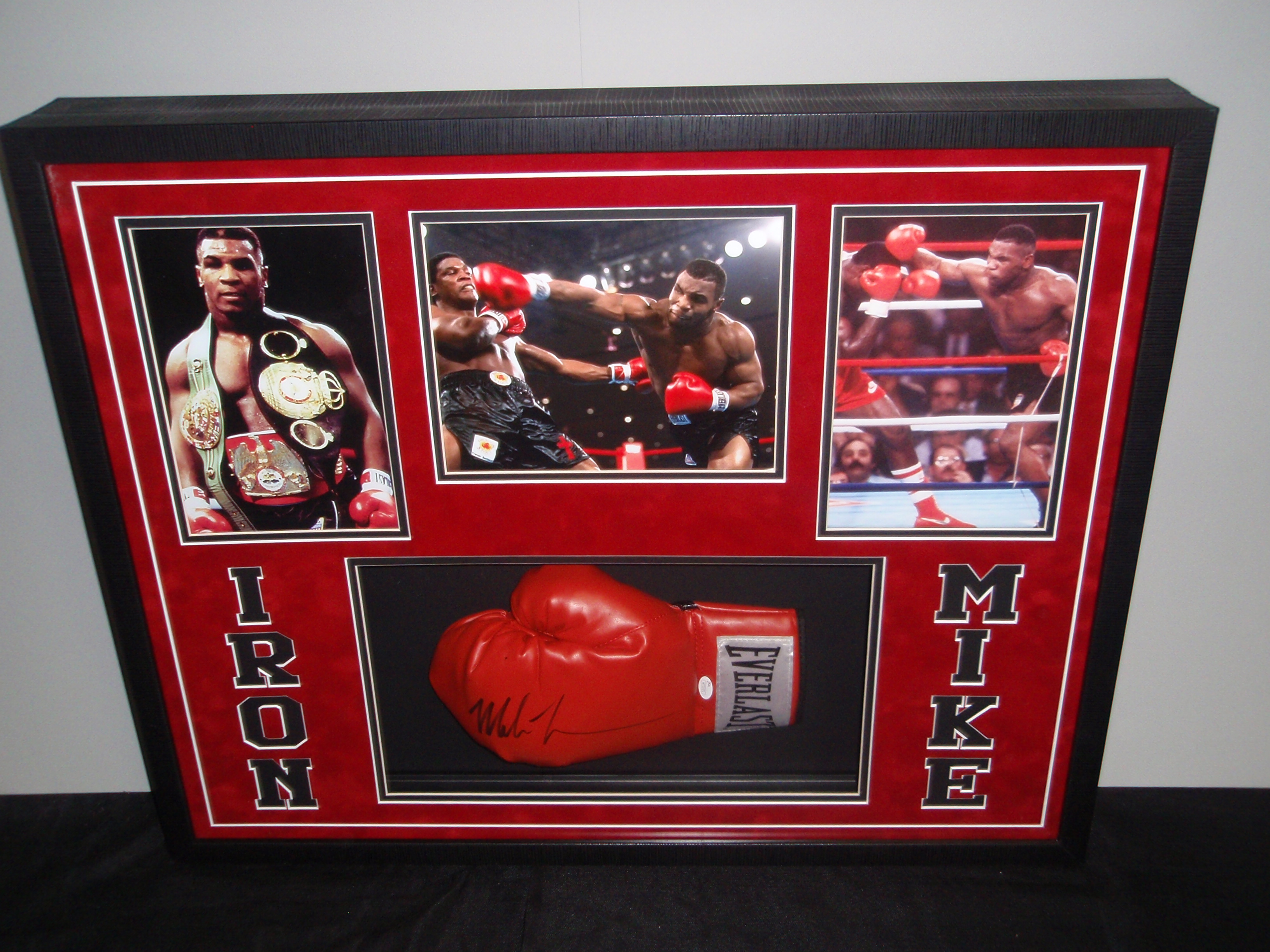 Mike Tyson Signed 26x34x4 Custom Framed Shadowbox Glove Puck Display (JSA COA) at PristineAuction.com Mike Tyson Signed 26x34x4 Custom Framed Shadowbox Glove Puck Display (JSA COA) at PristineAuction.com