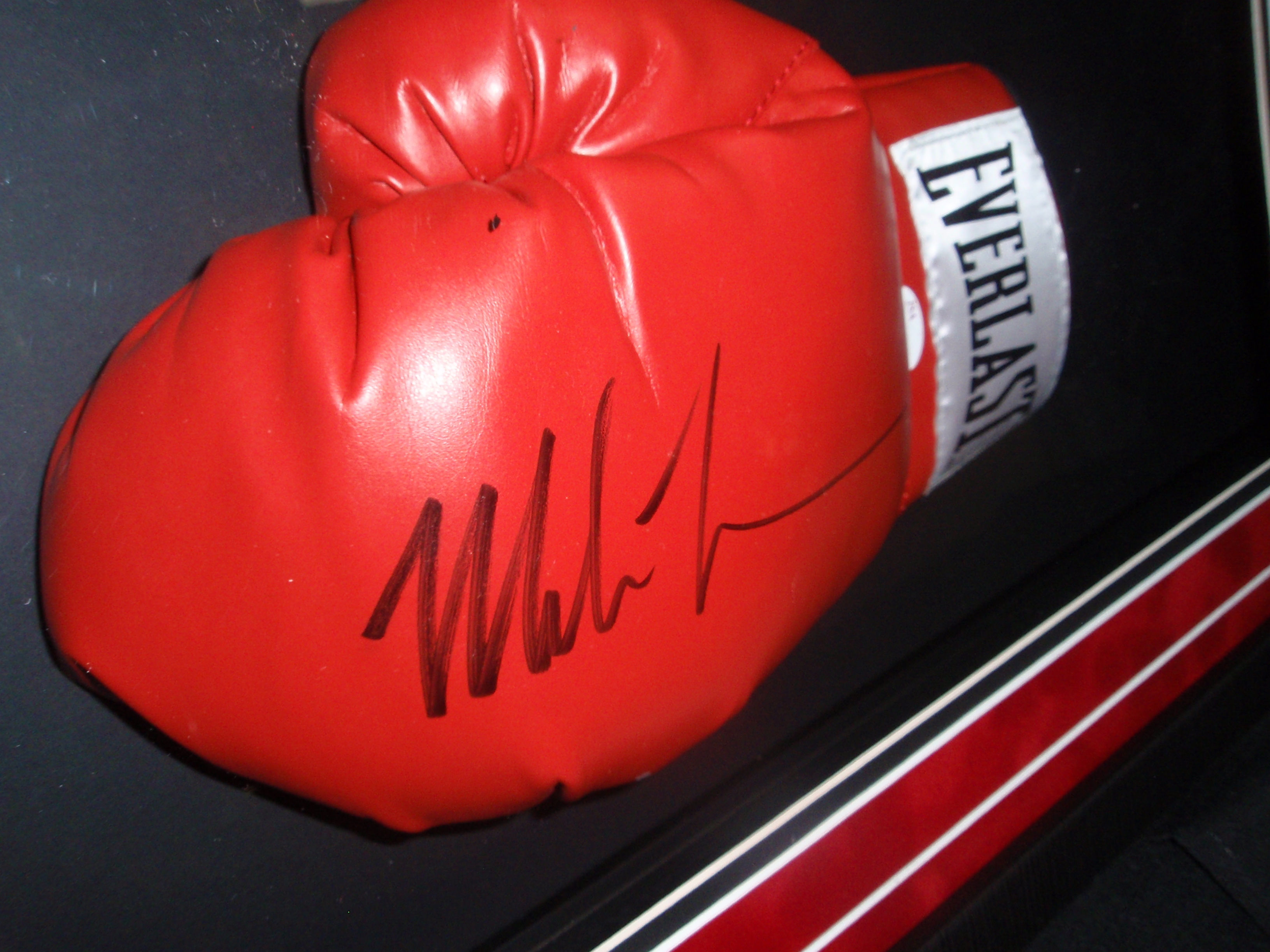 Mike Tyson Signed 26x34x4 Custom Framed Shadowbox Glove Puck Display (JSA COA) at PristineAuction.com Mike Tyson Signed 26x34x4 Custom Framed Shadowbox Glove Puck Display (JSA COA) at PristineAuction.com