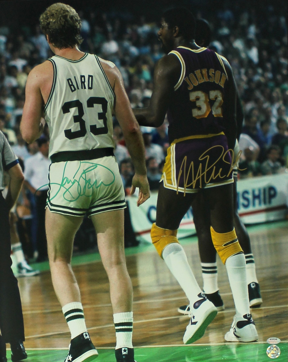 Larry Bird & Magic Johnson Signed 16x20 Photo (Schwartz & Bird) at PristineAuction.com Larry Bird & Magic Johnson Signed 16x20 Photo (Schwartz & Bird) at PristineAuction.com
