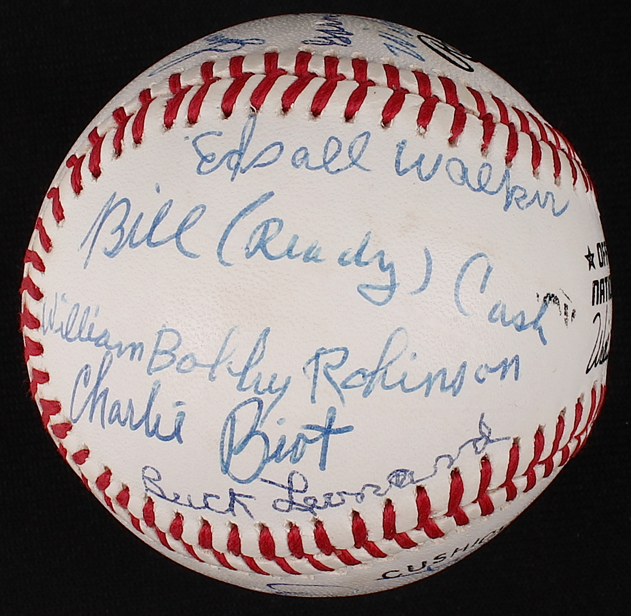 Negro League Multi-Signed ONL Baseball with (18) Signatures including Ray Dandridge, Leon Day, Ted Radcliffe, Monte Irvin, Buck Leonard (SOP LOA) at PristineAuction.com Negro League Multi-Signed ONL Baseball with (18) Signatures including Ray Dandridge, Leon Day, Ted Radcliffe, Monte Irvin, Buck Leonard (SOP LOA) at PristineAuction.com