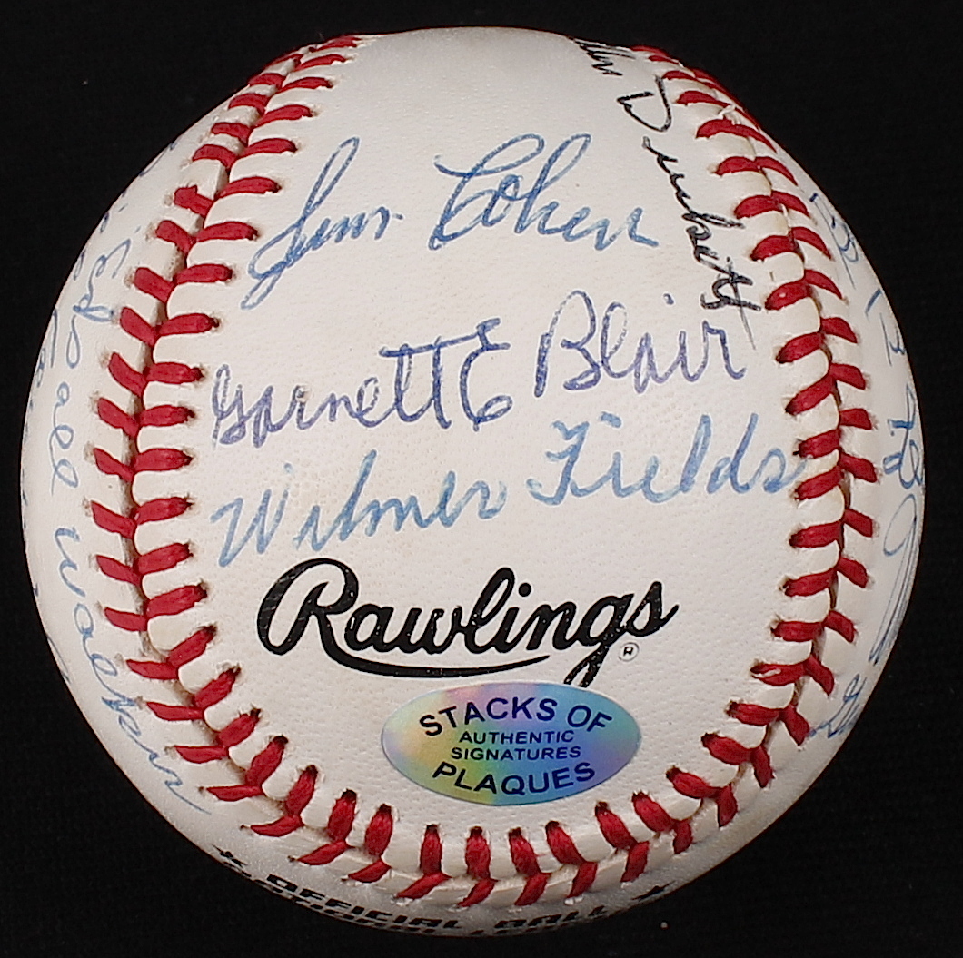 Negro League Multi-Signed ONL Baseball with (18) Signatures including Ray Dandridge, Leon Day, Ted Radcliffe, Monte Irvin, Buck Leonard (SOP LOA) at PristineAuction.com Negro League Multi-Signed ONL Baseball with (18) Signatures including Ray Dandridge, Leon Day, Ted Radcliffe, Monte Irvin, Buck Leonard (SOP LOA) at PristineAuction.com