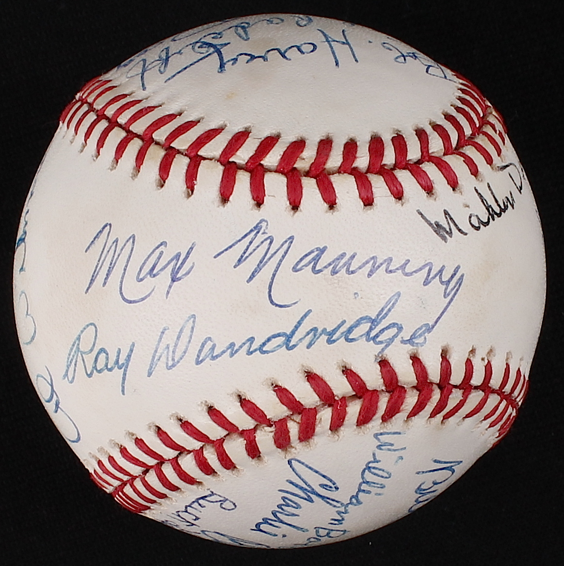 Negro League Multi-Signed ONL Baseball with (18) Signatures including Ray Dandridge, Leon Day, Ted Radcliffe, Monte Irvin, Buck Leonard (SOP LOA) at PristineAuction.com Negro League Multi-Signed ONL Baseball with (18) Signatures including Ray Dandridge, Leon Day, Ted Radcliffe, Monte Irvin, Buck Leonard (SOP LOA) at PristineAuction.com