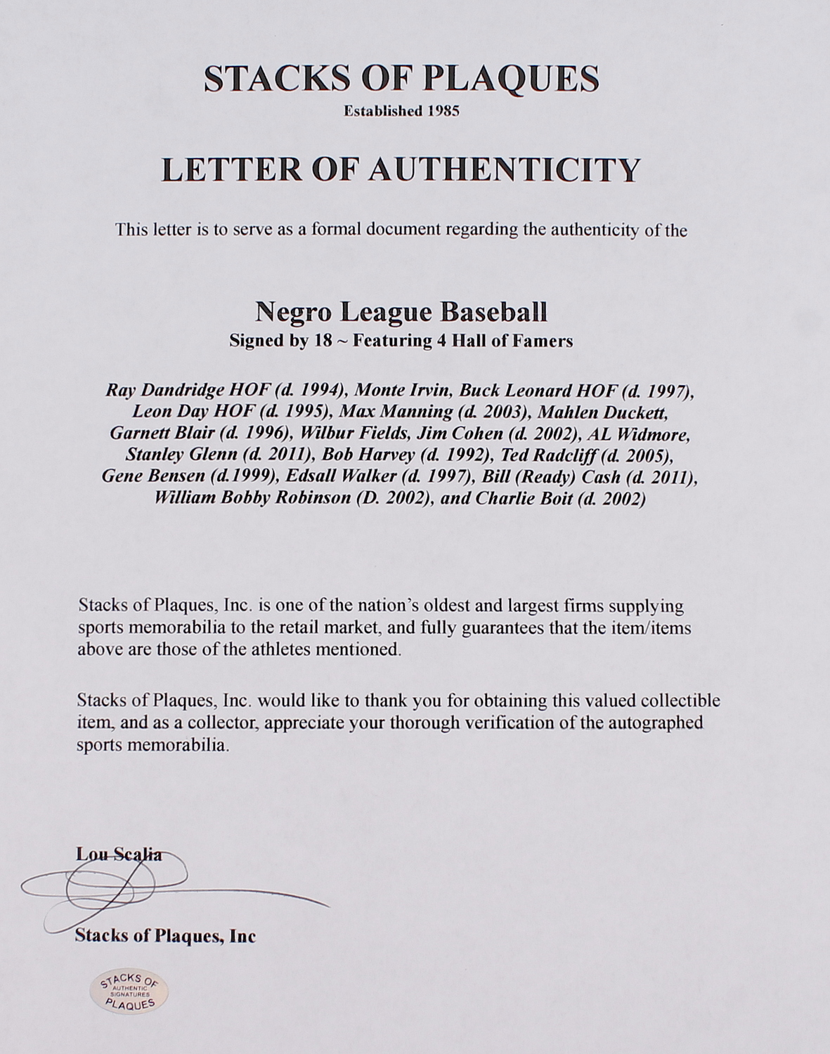 Negro League Multi-Signed ONL Baseball with (18) Signatures including Ray Dandridge, Leon Day, Ted Radcliffe, Monte Irvin, Buck Leonard (SOP LOA) at PristineAuction.com Negro League Multi-Signed ONL Baseball with (18) Signatures including Ray Dandridge, Leon Day, Ted Radcliffe, Monte Irvin, Buck Leonard (SOP LOA) at PristineAuction.com