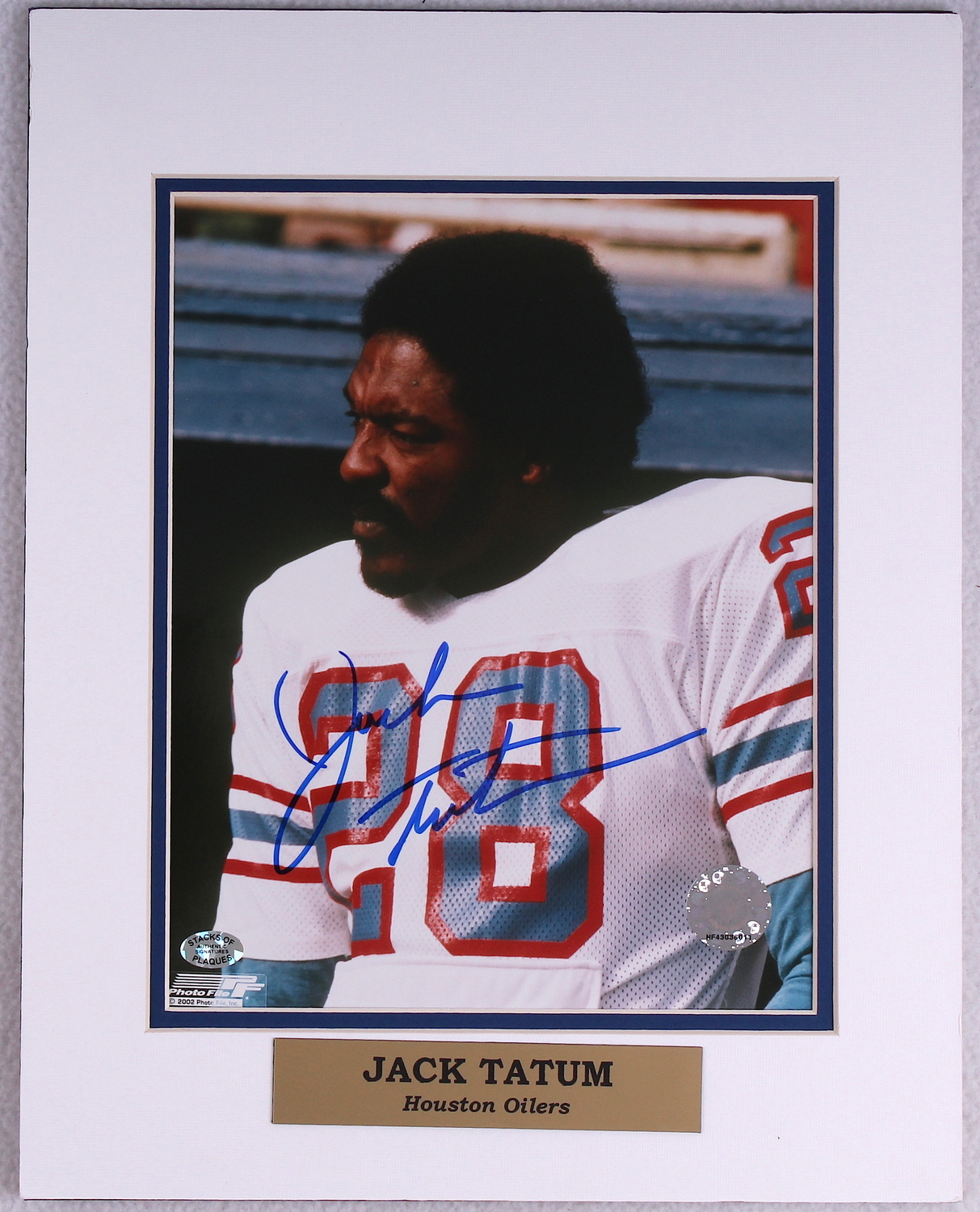 Jack Tatum Signed Oilers 11x14 Custom Matted Photo Display (Stacks of Plaques COA) at PristineAuction.com Jack Tatum Signed Oilers 11x14 Custom Matted Photo Display (Stacks of Plaques COA) at PristineAuction.com