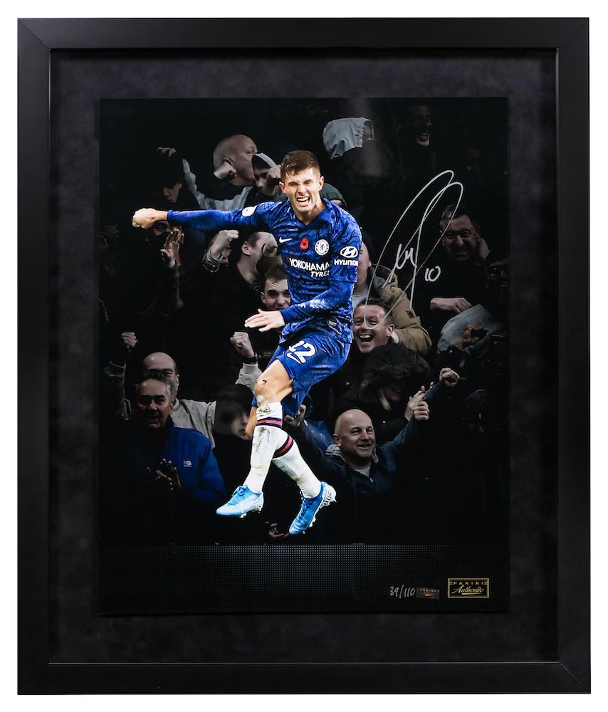 Christian Pulisic Signed LE Chelsea Custom Framed Photo Display (Panini) at PristineAuction.com Christian Pulisic Signed LE Chelsea Custom Framed Photo Display (Panini) at PristineAuction.com
