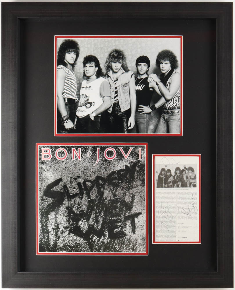 Jon Bon Jovi, Richie Sambore & Tico Torres Signed Custom Framed Cut Display with Vinyl Record Album (Beckett) at PristineAuction.com Jon Bon Jovi, Richie Sambore & Tico Torres Signed Custom Framed Cut Display with Vinyl Record Album (Beckett) at PristineAuction.com