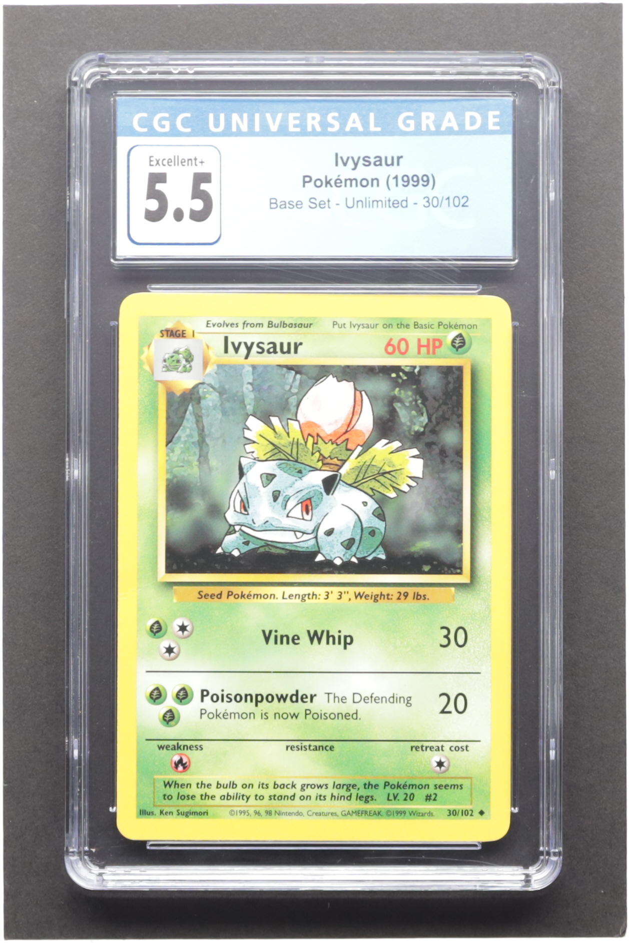 Ivysaur Pokemon 1999 Base Unlimited #30 (CGC 5.5) at PristineAuction.com Ivysaur Pokemon 1999 Base Unlimited #30 (CGC 5.5) at PristineAuction.com
