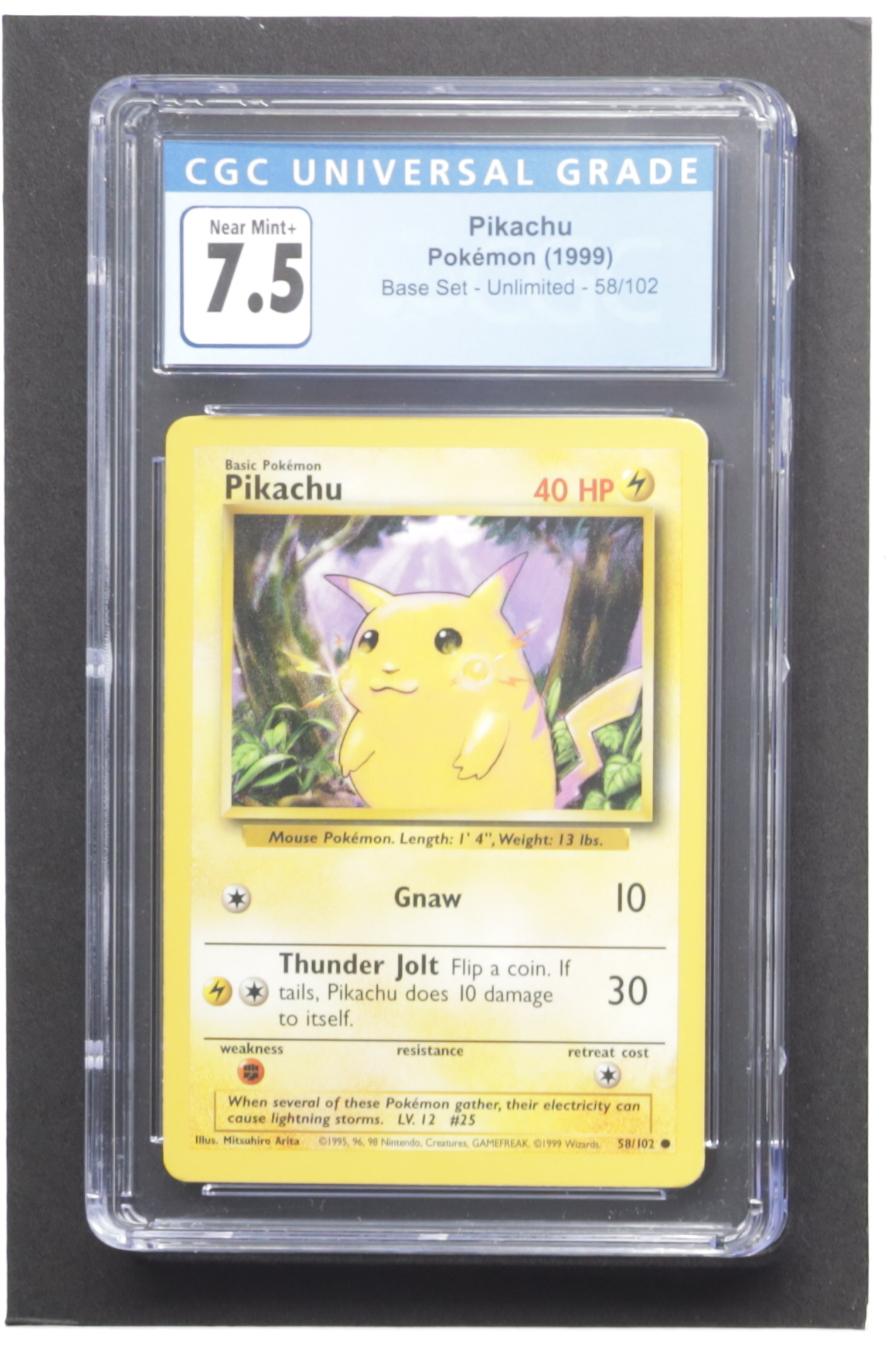 Pikachu Pokemon 1999 Base Unlimited #58 (CGC 7.5) at PristineAuction.com Pikachu Pokemon 1999 Base Unlimited #58 (CGC 7.5) at PristineAuction.com