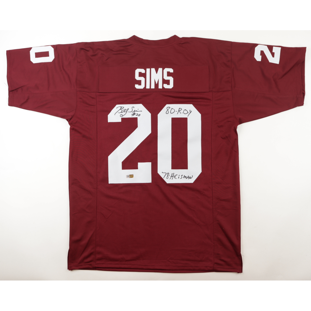 Billy Sims Signed Jersey Inscribed 78 Heisman 80 R O Y Players billy-sims-signed-jersey-inscribed-78-heisman-80-r-o-y-players