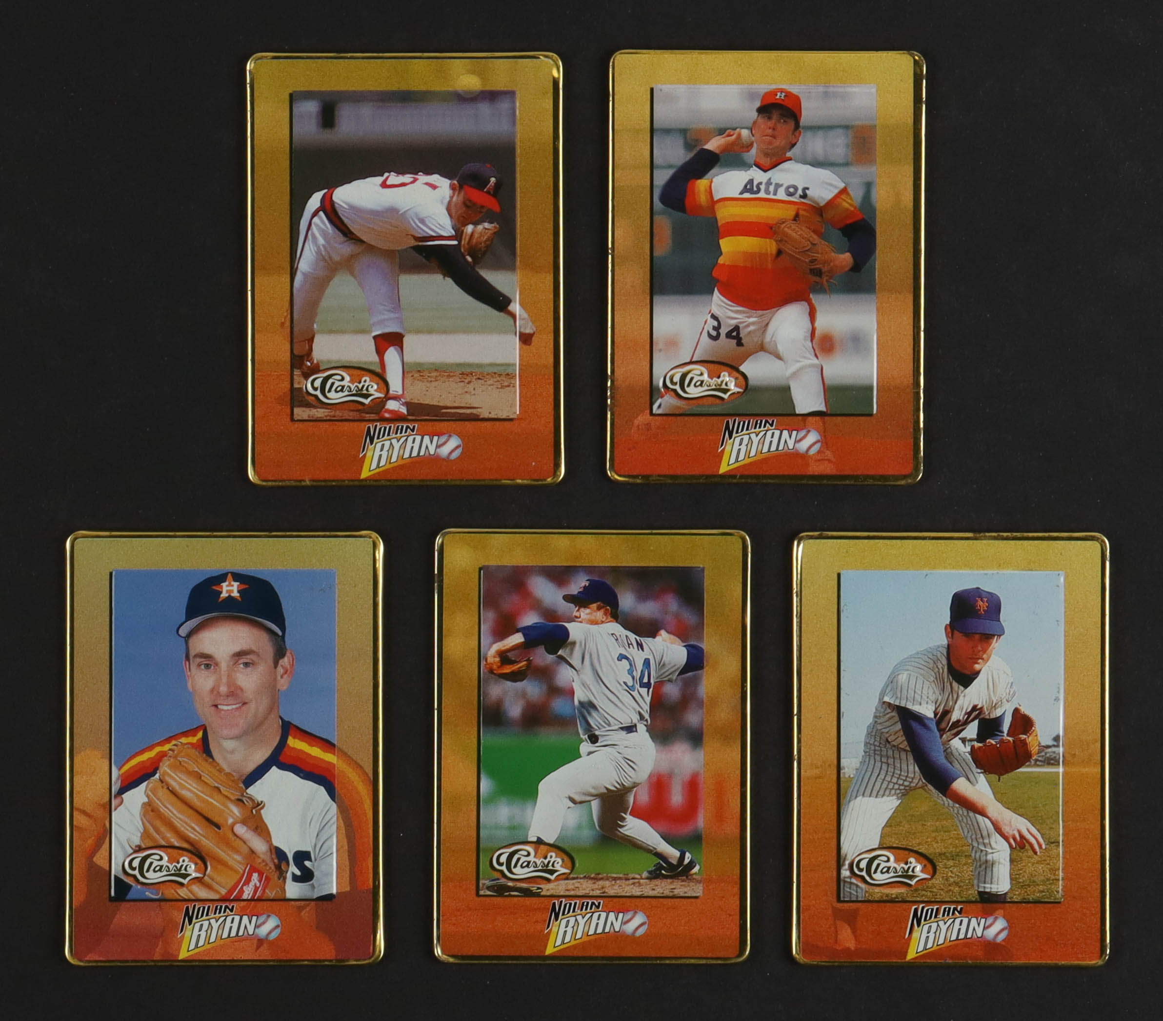 Complete Set of (5) Nolan Ryan Classic Embossed Metal Collector Cards in Original Tin at PristineAuction.com Complete Set of (5) Nolan Ryan Classic Embossed Metal Collector Cards in Original Tin at PristineAuction.com