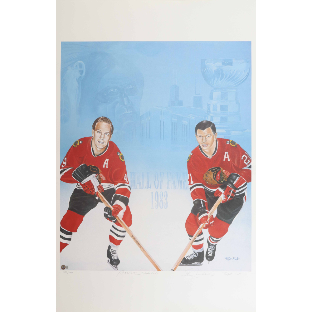 Bobby Hull & Stan Mikita Signed LE Blackhawks 26x40 Lithograph (Beckett ...