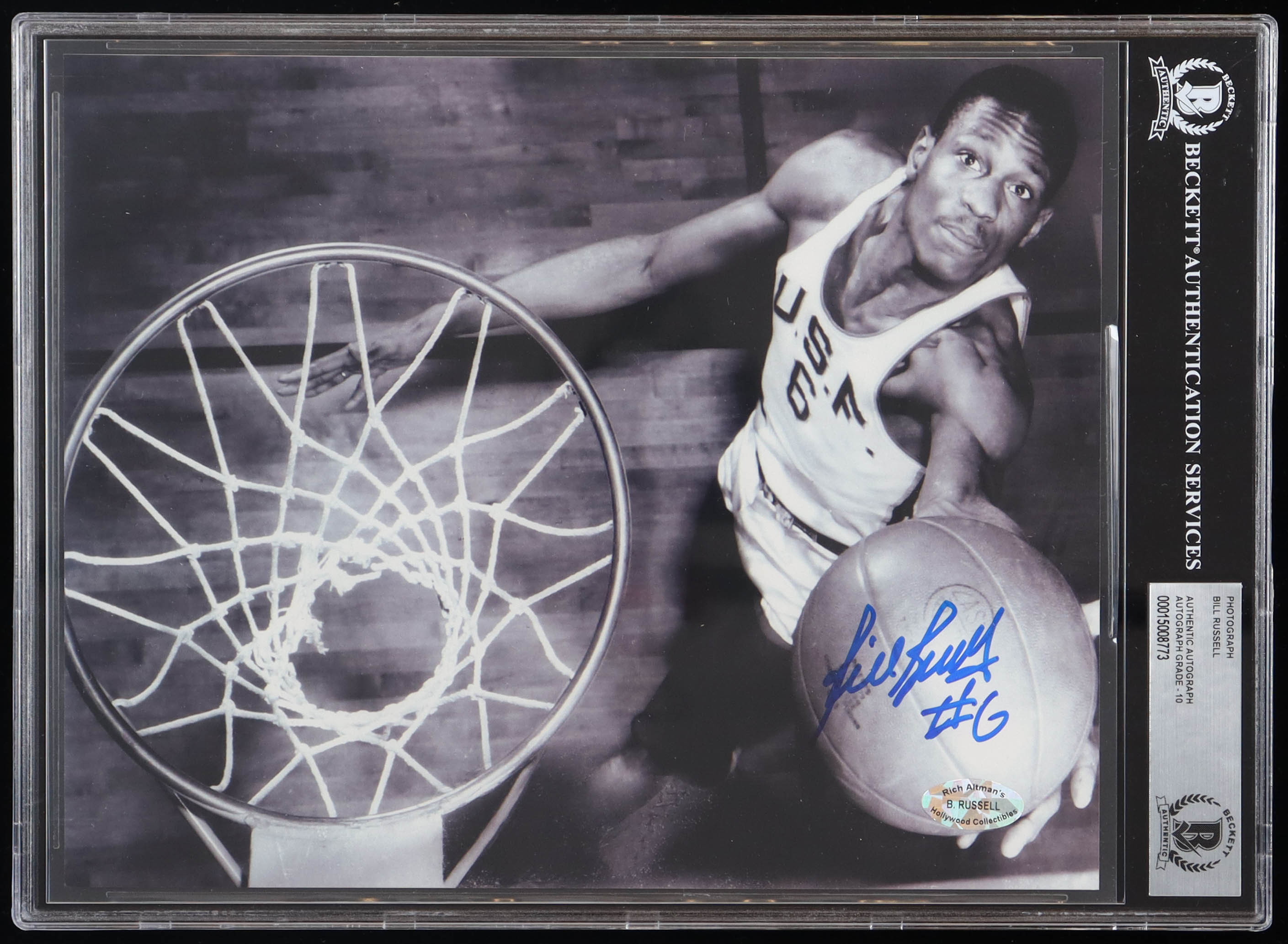 Bill Russell Signed USF College 8x10 Photo Inscribed "#6" (BGS) at PristineAuction.com Bill Russell Signed USF College 8x10 Photo Inscribed "#6" (BGS) at PristineAuction.com