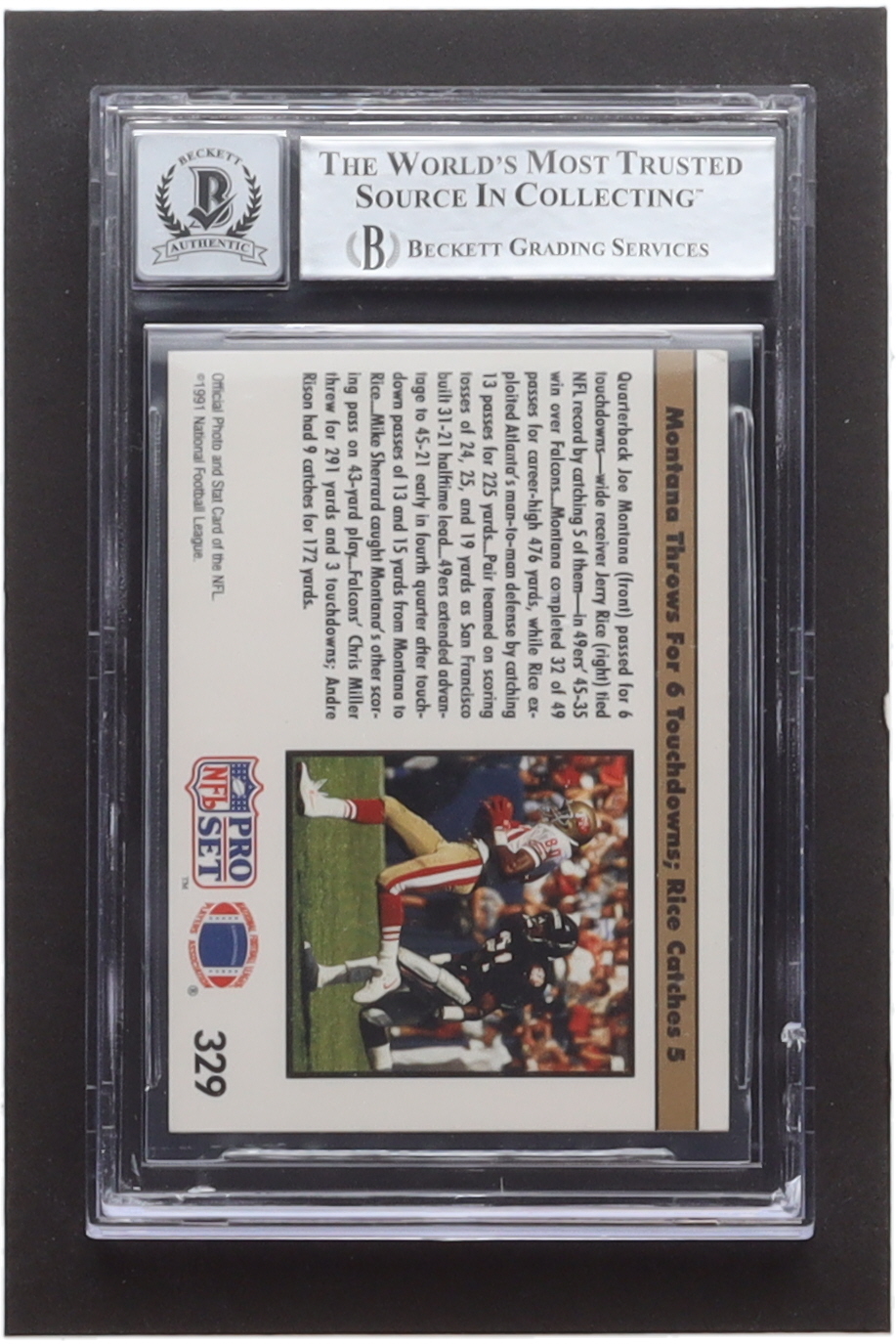 Joe Montana Signed 1991 Pro Set #329 Joe Montana / Jerry Rice REP (BGS) at PristineAuction.com Joe Montana Signed 1991 Pro Set #329 Joe Montana / Jerry Rice REP (BGS) at PristineAuction.com
