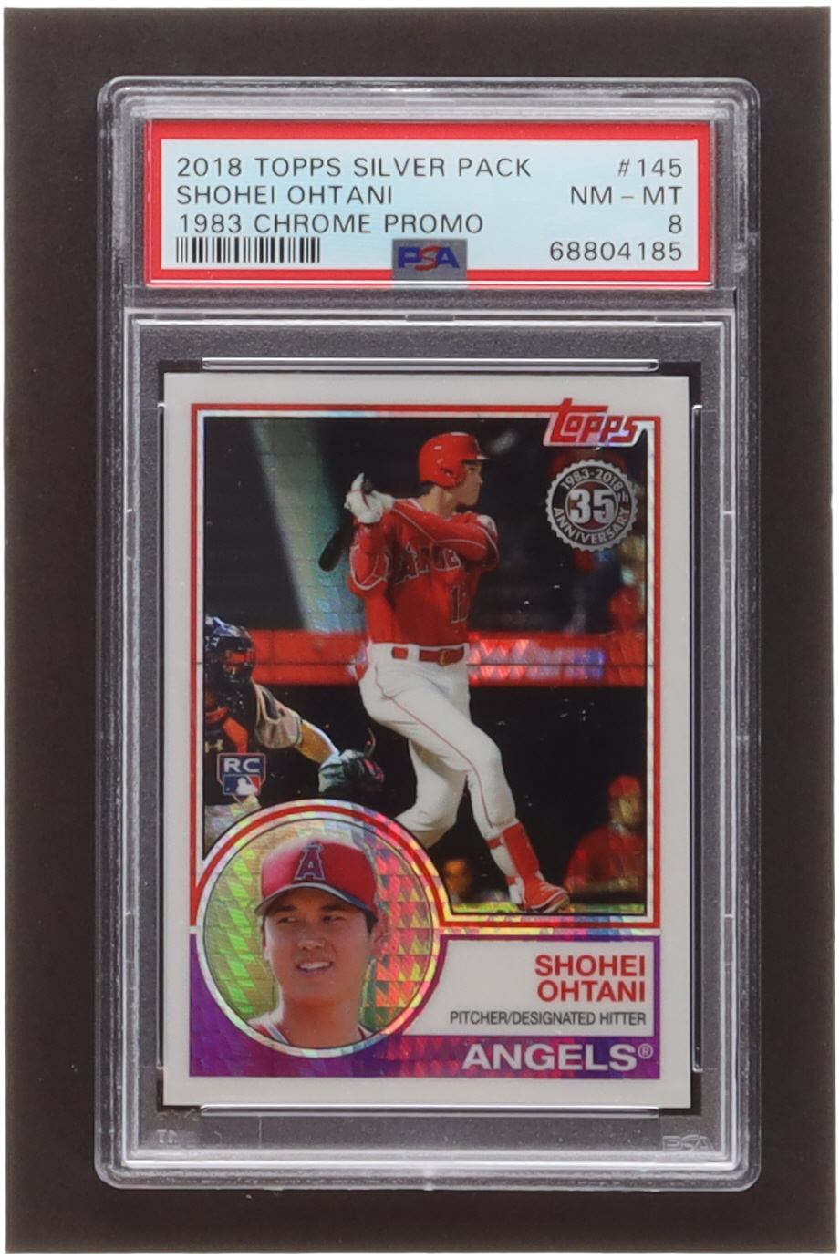 Shohei Ohtani 2018 Topps '83 Topps Silver Pack Chrome #145 RC (PSA 8) at PristineAuction.com Shohei Ohtani 2018 Topps '83 Topps Silver Pack Chrome #145 RC (PSA 8) at PristineAuction.com