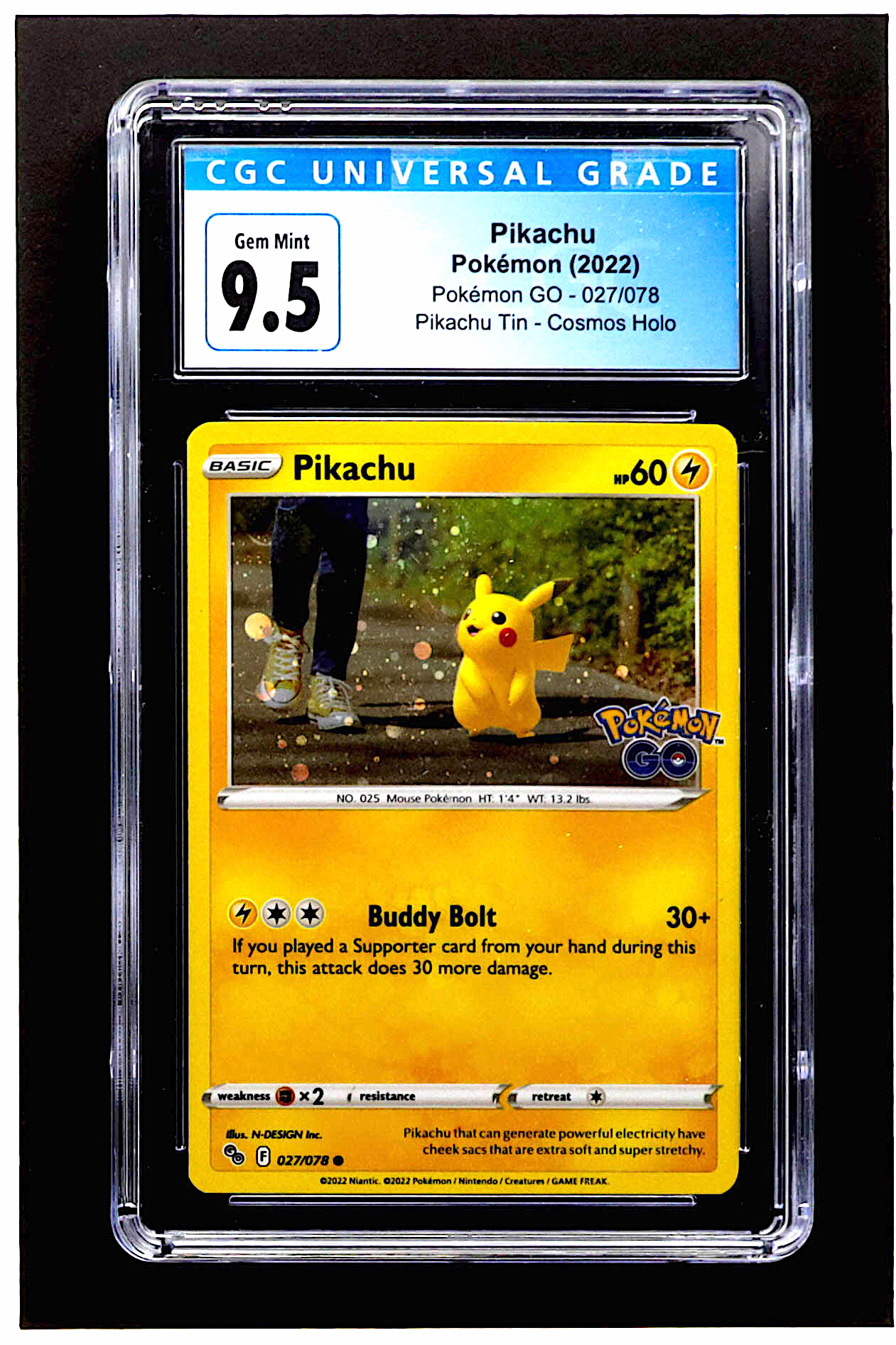 Pikachu 2022 Pokemon Go #27 Cosmos Holo (CGC 9.5) at PristineAuction.com Pikachu 2022 Pokemon Go #27 Cosmos Holo (CGC 9.5) at PristineAuction.com