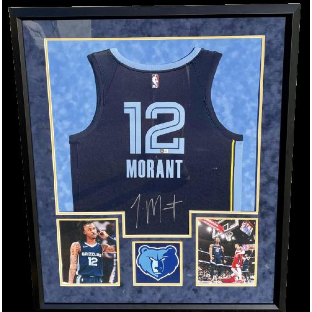 Ja Morant Signed Custom Framed Jersey Display (Beckett) Pristine Auction