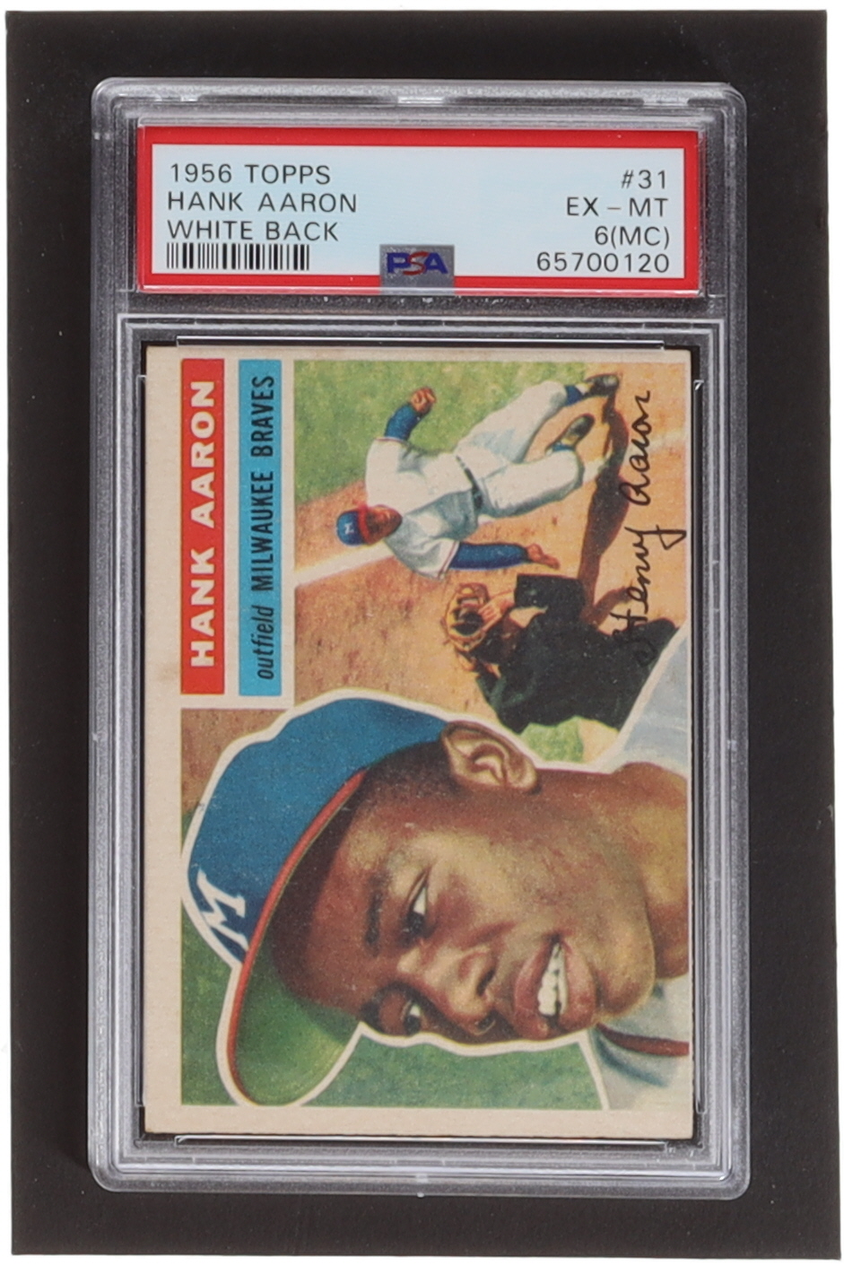 Hank Aaron 1956 Topps #31 (PSA 6) (MC) at PristineAuction.com Hank Aaron 1956 Topps #31 (PSA 6) (MC) at PristineAuction.com