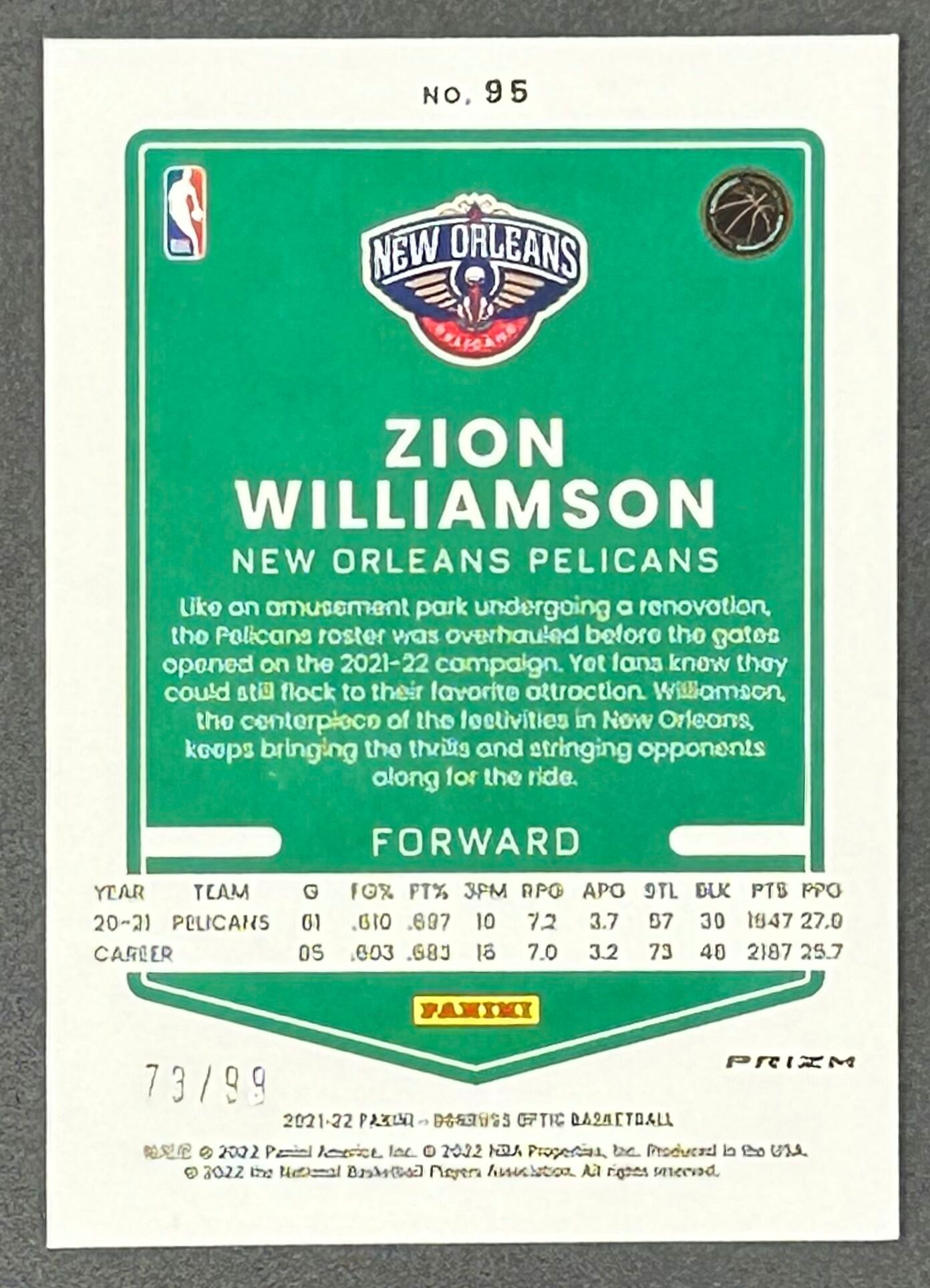 Zion Williamson 2021-22 Donruss Optic Red #95 #73/99 at PristineAuction.com Zion Williamson 2021-22 Donruss Optic Red #95 #73/99 at PristineAuction.com