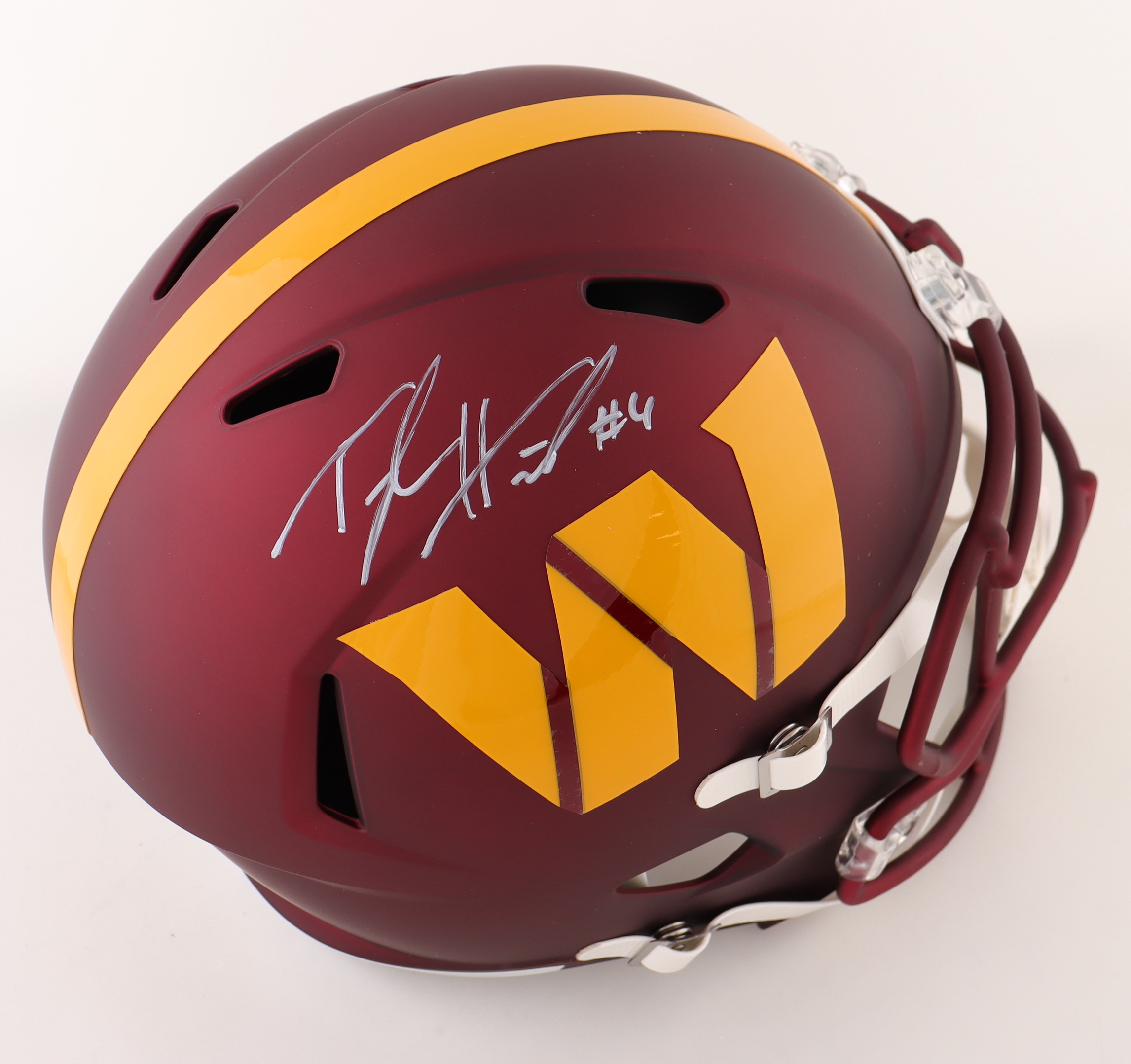 Taylor Heinicke Signed Commanders Full-Size Speed Helmet (Beckett) at PristineAuction.com Taylor Heinicke Signed Commanders Full-Size Speed Helmet (Beckett) at PristineAuction.com