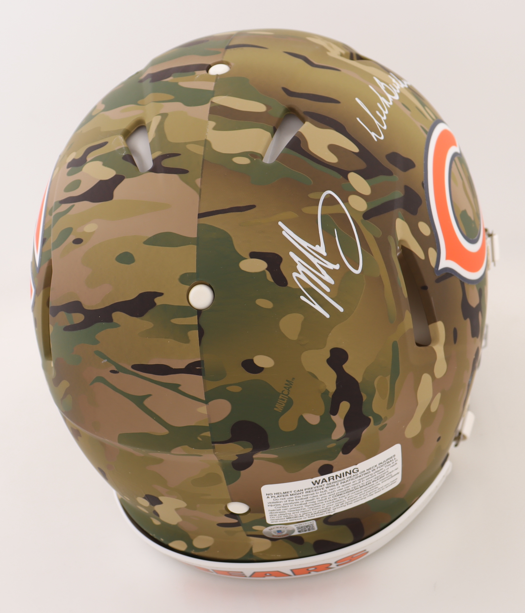 Mike Singletary, Dick Butkus & Brian Urlacher Signed Bears Full-Size Authentic On-Field Camo Alternate Speed Helmet with Visor (Beckett) at PristineAuction.com Mike Singletary, Dick Butkus & Brian Urlacher Signed Bears Full-Size Authentic On-Field Camo Alternate Speed Helmet with Visor (Beckett) at PristineAuction.com