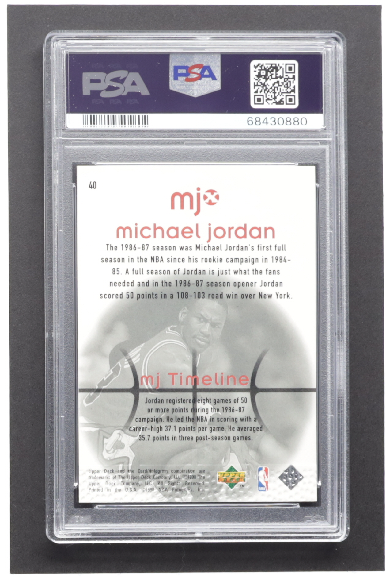 Michael Jordan 1998 Upper Deck MJx #40 Timeline 1st Half (PSA 9) at PristineAuction.com Michael Jordan 1998 Upper Deck MJx #40 Timeline 1st Half (PSA 9) at PristineAuction.com