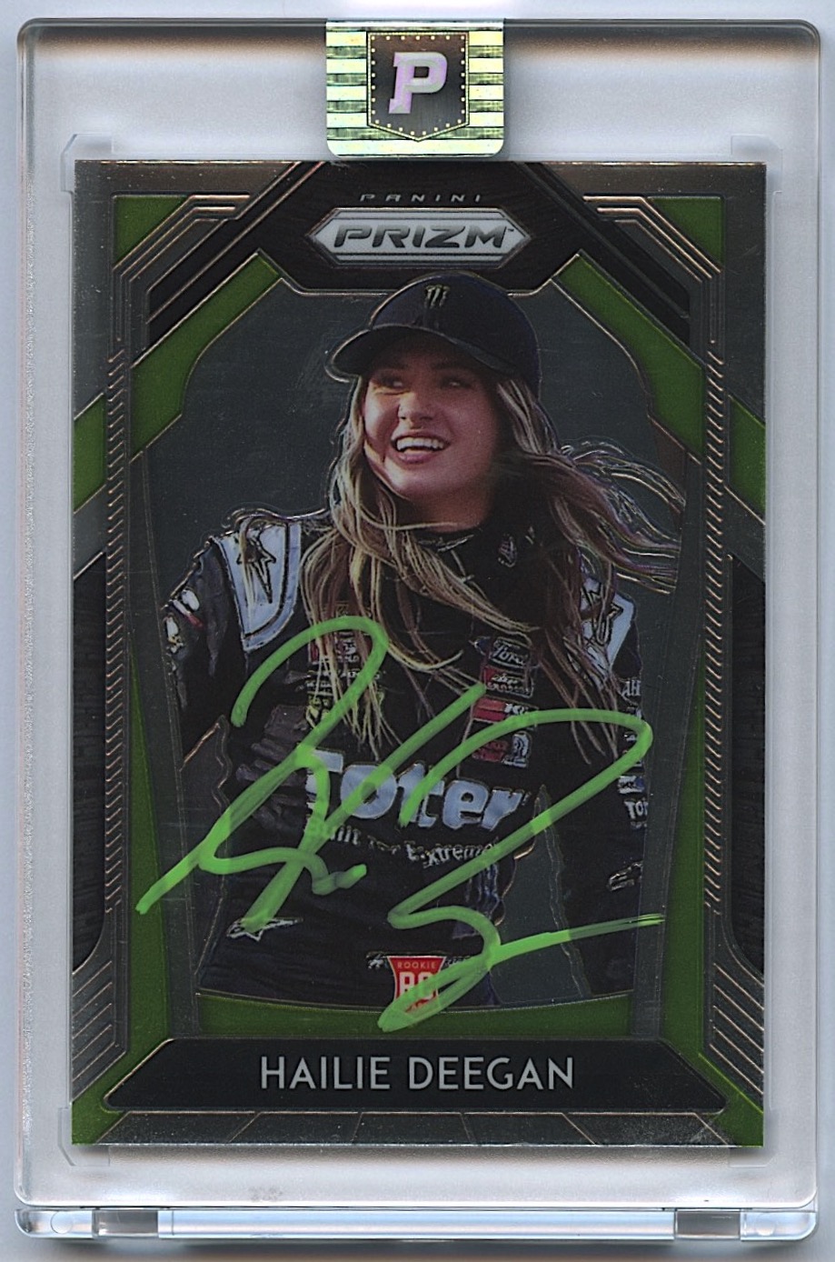 Hailie Deegan Signed 2020 Panini Prizm #56 RC (PA Encapsulated) at PristineAuction.com Hailie Deegan Signed 2020 Panini Prizm #56 RC (PA Encapsulated) at PristineAuction.com