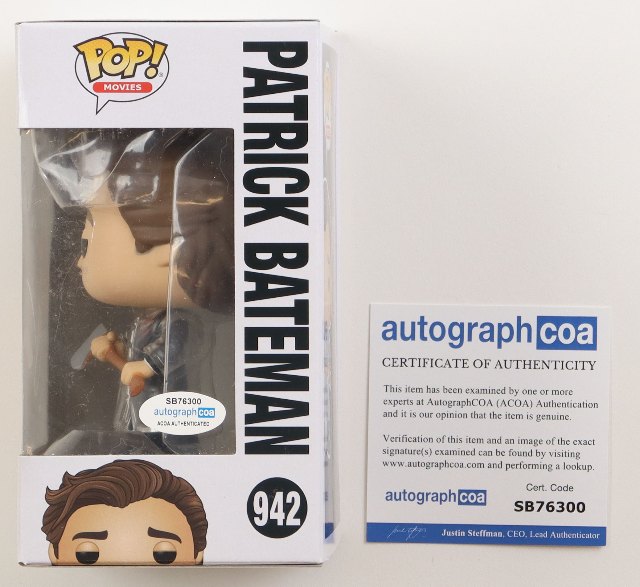 Christian Bale Signed "American Psycho" #942 Patrick Bateman Funko Pop! Vinyl Figure (AutographCOA) at PristineAuction.com Christian Bale Signed "American Psycho" #942 Patrick Bateman Funko Pop! Vinyl Figure (AutographCOA) at PristineAuction.com