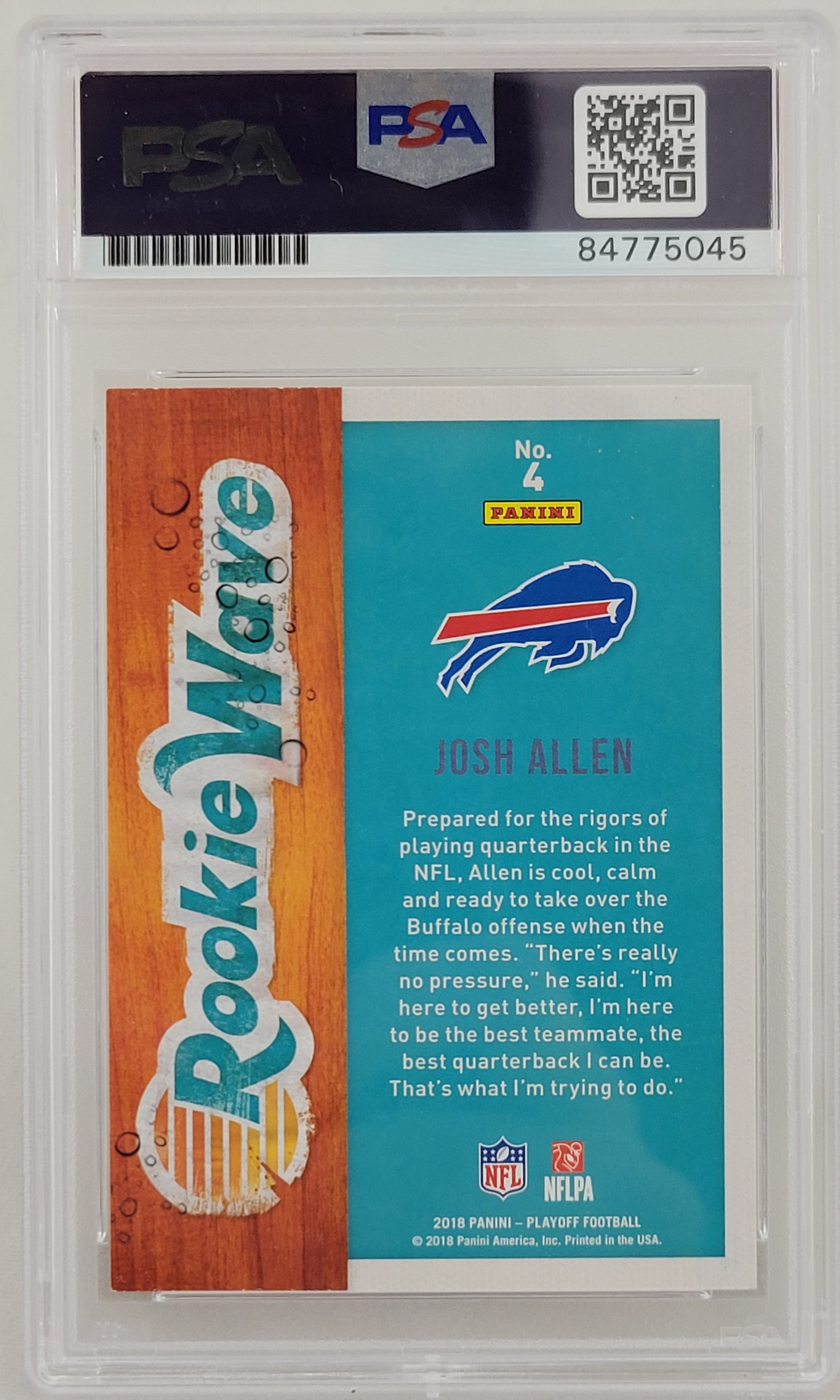 Josh Allen Signed 2018 Panini Rookie Wave #4 RC (PSA) at PristineAuction.com Josh Allen Signed 2018 Panini Rookie Wave #4 RC (PSA) at PristineAuction.com