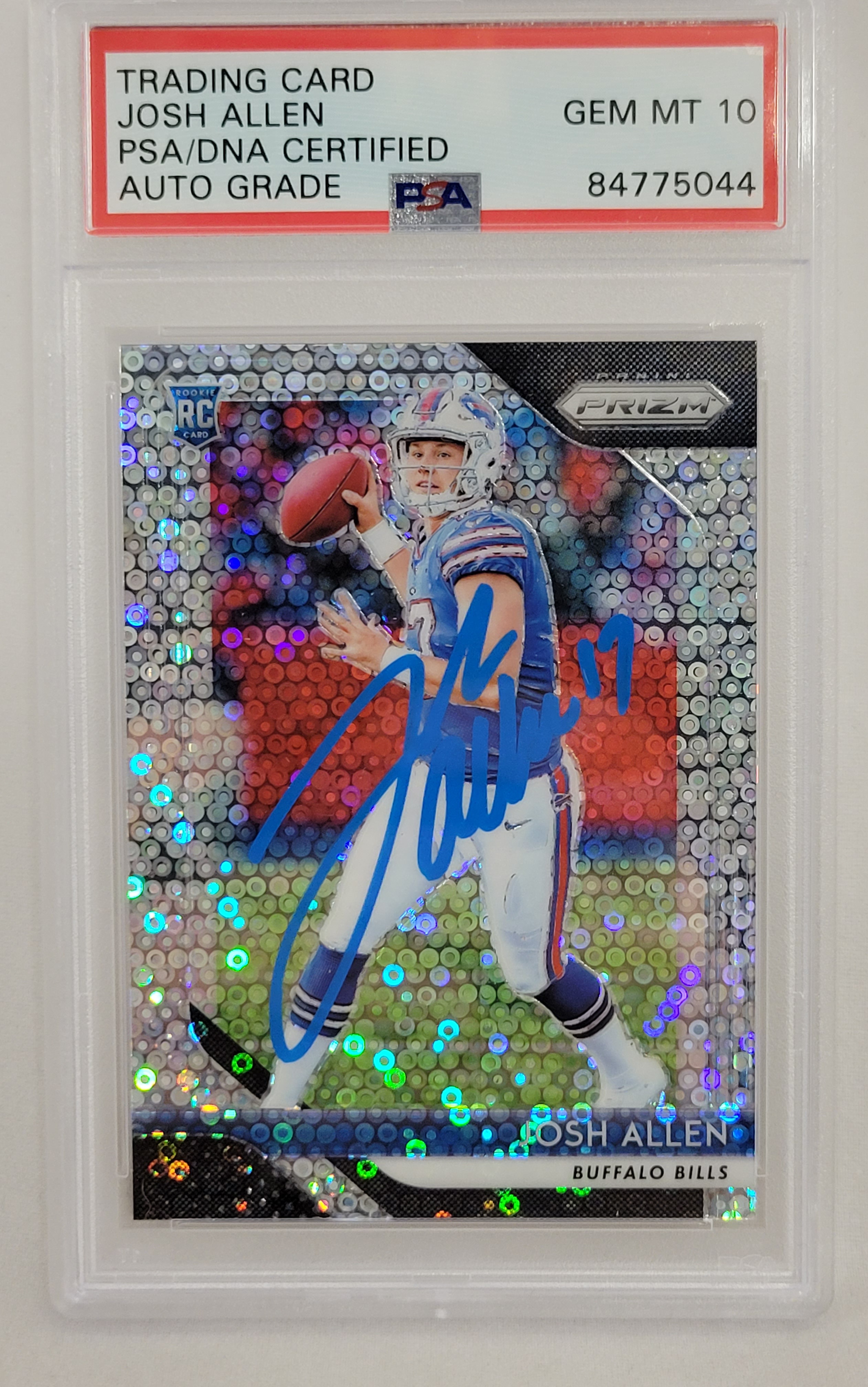 Josh Allen Signed 2018 Panini Prizm Disco #205 RC (PSA) at PristineAuction.com Josh Allen Signed 2018 Panini Prizm Disco #205 RC (PSA) at PristineAuction.com