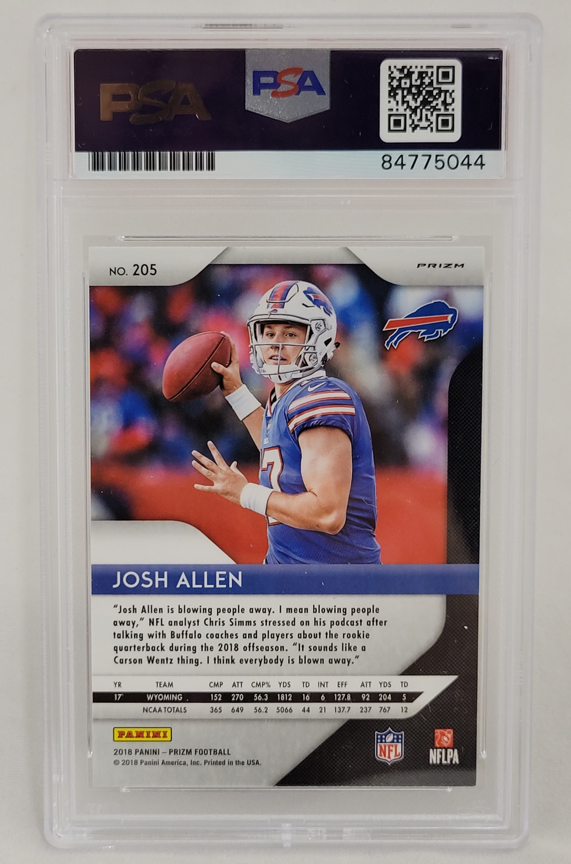 Josh Allen Signed 2018 Panini Prizm Disco #205 RC (PSA) at PristineAuction.com Josh Allen Signed 2018 Panini Prizm Disco #205 RC (PSA) at PristineAuction.com