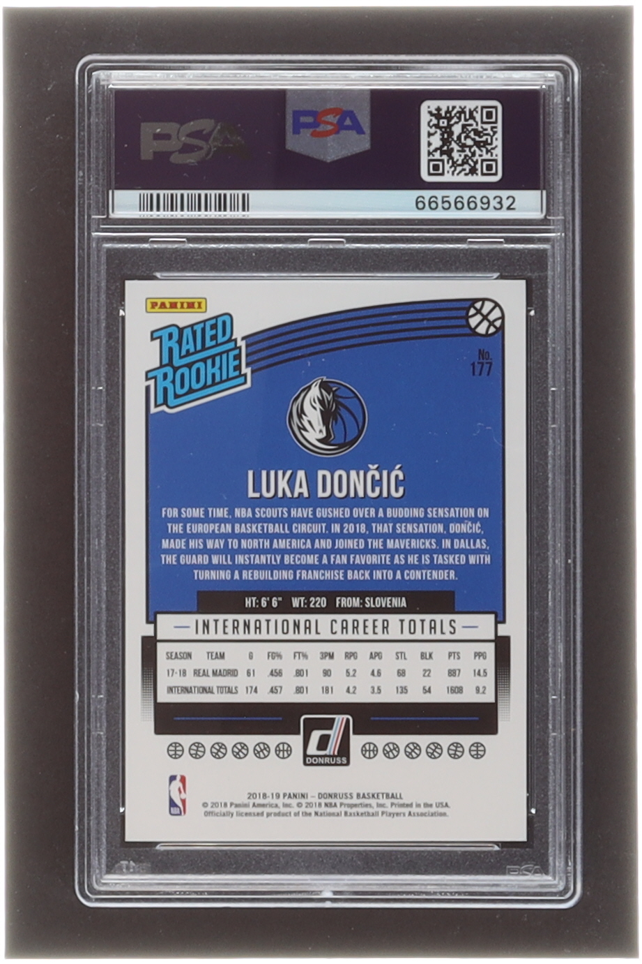 Luka Doncic 2018-19 Donruss #177 RC (PSA 9) at PristineAuction.com Luka Doncic 2018-19 Donruss #177 RC (PSA 9) at PristineAuction.com