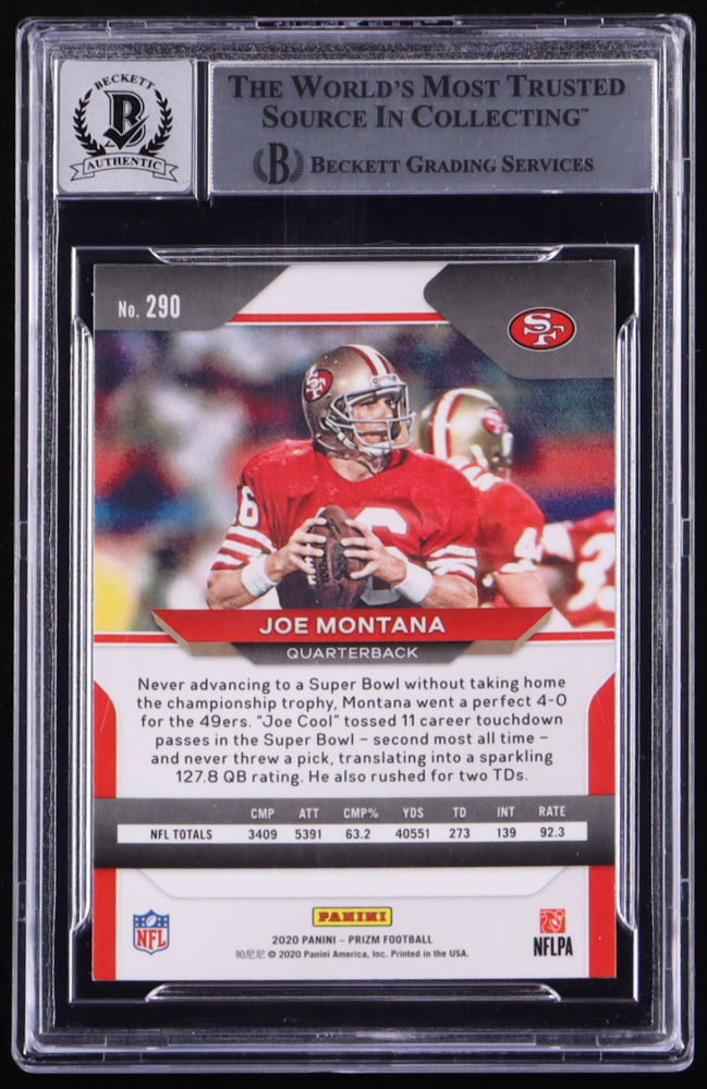 Joe Montana Signed 2020 Panini Prizm #290 (BGS | Auto Grade 10) at PristineAuction.com Joe Montana Signed 2020 Panini Prizm #290 (BGS | Auto Grade 10) at PristineAuction.com