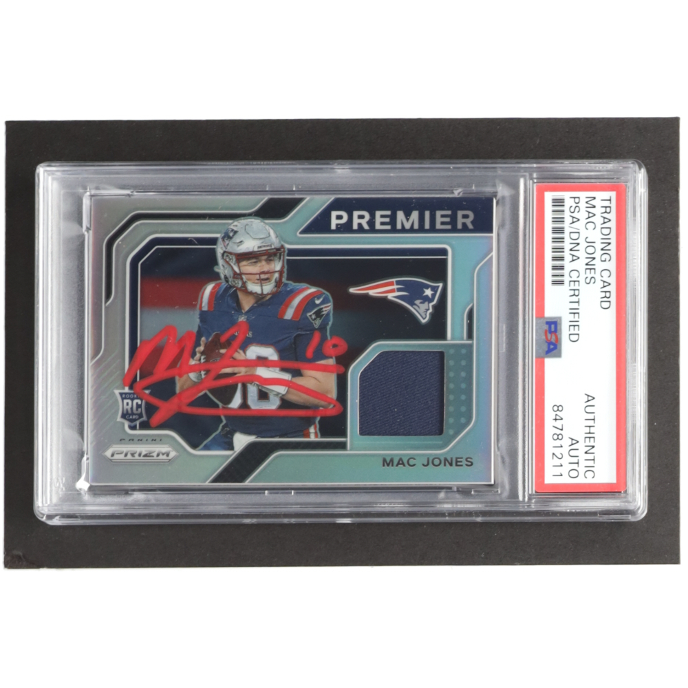 Mac Jones Signed 2021 Panini Prizm Premier Jerseys 6 RC (PSA