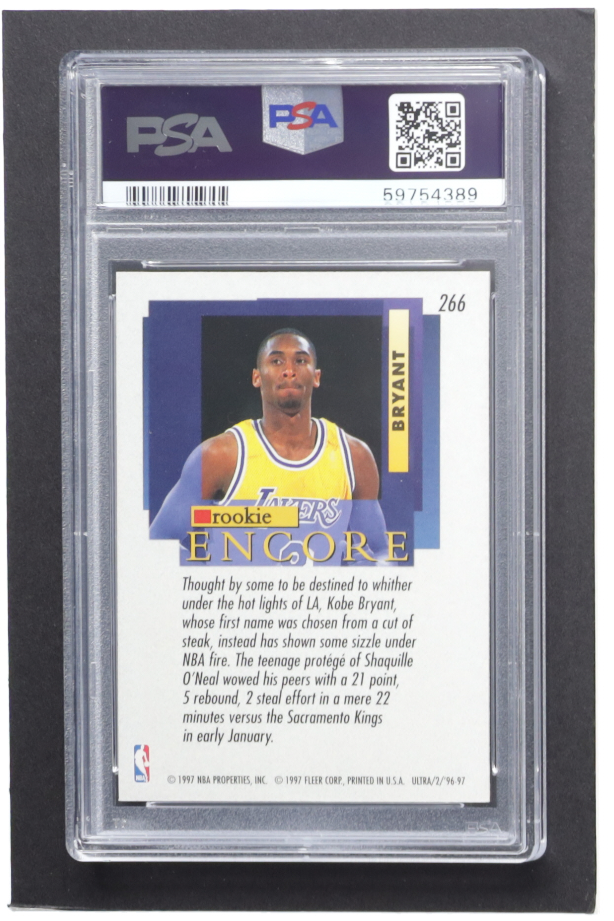 Kobe Bryant 1996-97 Ultra #266 RE RC (PSA 8) | Pristine Auction