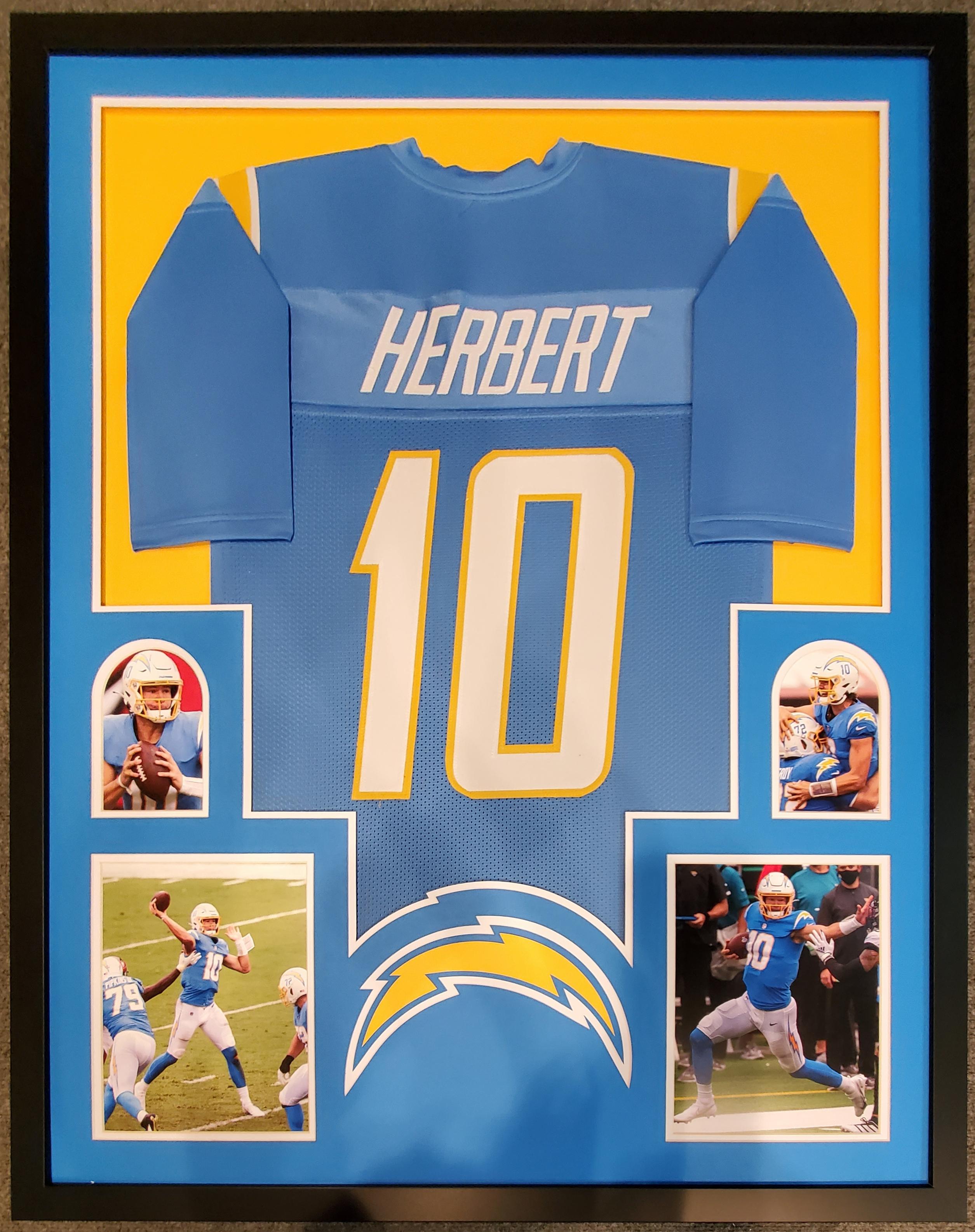 Justin Herbert Custom Framed Jersey Display at PristineAuction.com Justin Herbert Custom Framed Jersey Display at PristineAuction.com
