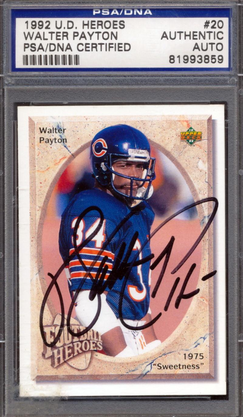 Walter Payton Signed 1992 Upper Deck Heroes #20 (PSA) at PristineAuction.com Walter Payton Signed 1992 Upper Deck Heroes #20 (PSA) at PristineAuction.com