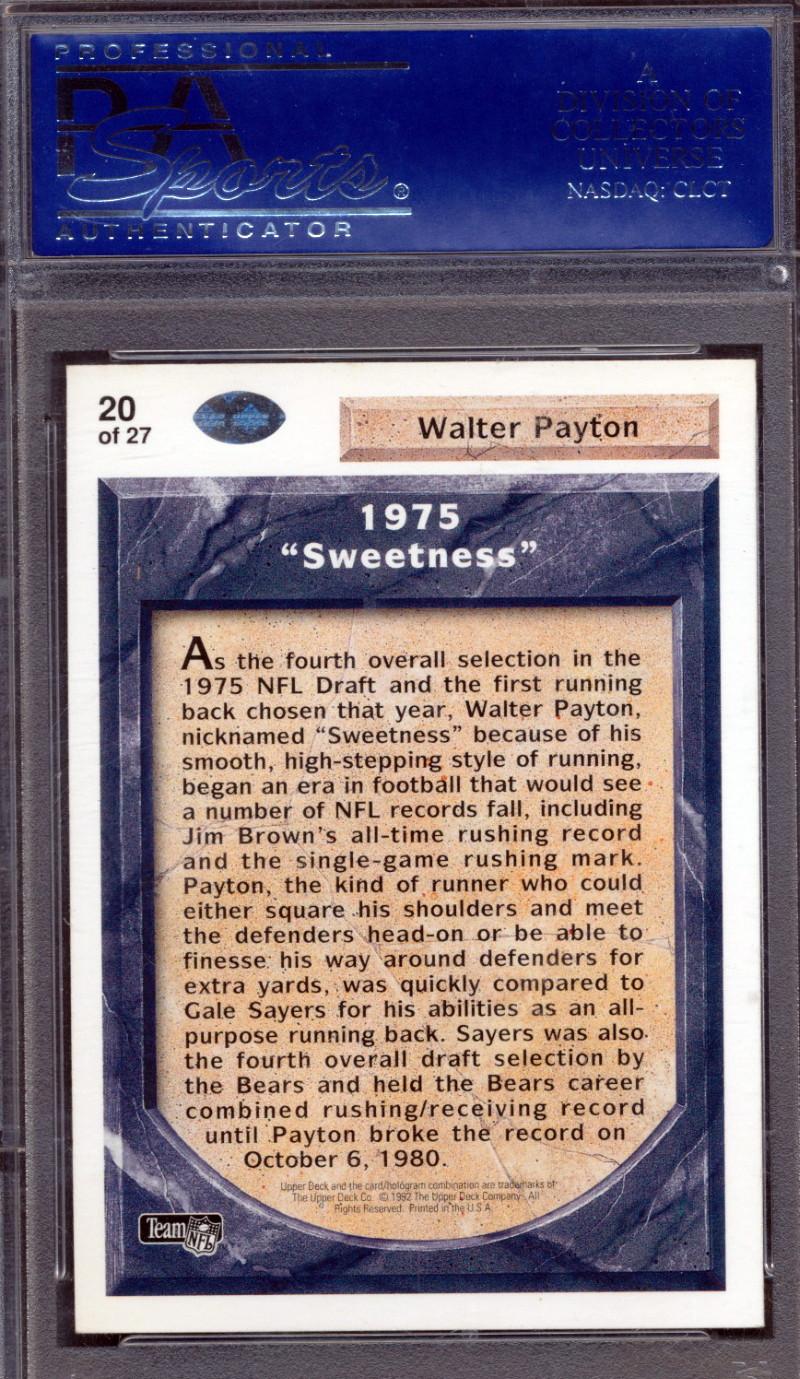 Walter Payton Signed 1992 Upper Deck Heroes #20 (PSA) at PristineAuction.com Walter Payton Signed 1992 Upper Deck Heroes #20 (PSA) at PristineAuction.com