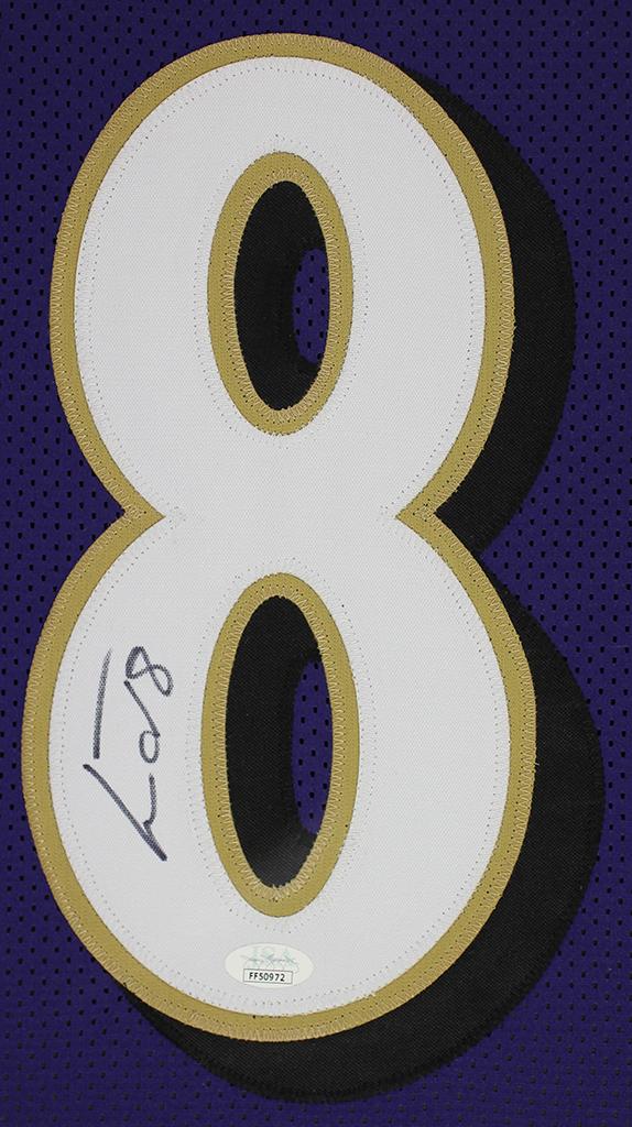 Lamar Jackson Signed 35x43 Custom Framed Jersey Display (JSA) at PristineAuction.com Lamar Jackson Signed 35x43 Custom Framed Jersey Display (JSA) at PristineAuction.com