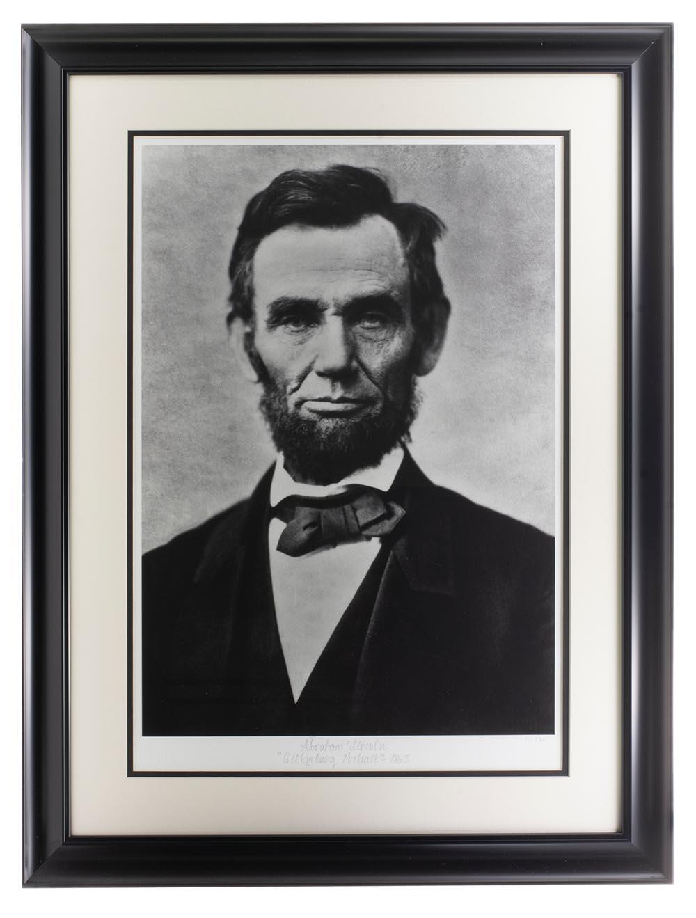 Historical Photo Archive - Abraham Lincoln “Gettysburg Portrait” Limited Edition Custom Framed Giclee Display #/375 (PA LOA) at PristineAuction.com Historical Photo Archive - Abraham Lincoln “Gettysburg Portrait” Limited Edition Custom Framed Giclee Display #/375 (PA LOA) at PristineAuction.com