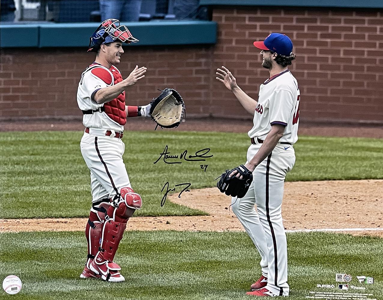 J.T. Realmuto & Aaron Nola Signed Phillies 16x20 Photo (MLB & Fanatics) at PristineAuction.com J.T. Realmuto & Aaron Nola Signed Phillies 16x20 Photo (MLB & Fanatics) at PristineAuction.com