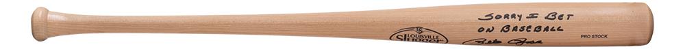Pete Rose Signed Louisville Slugger Baseball Bat Inscribed "Sorry I Bet on Basell" (JSA) at PristineAuction.com Pete Rose Signed Louisville Slugger Baseball Bat Inscribed "Sorry I Bet on Basell" (JSA) at PristineAuction.com