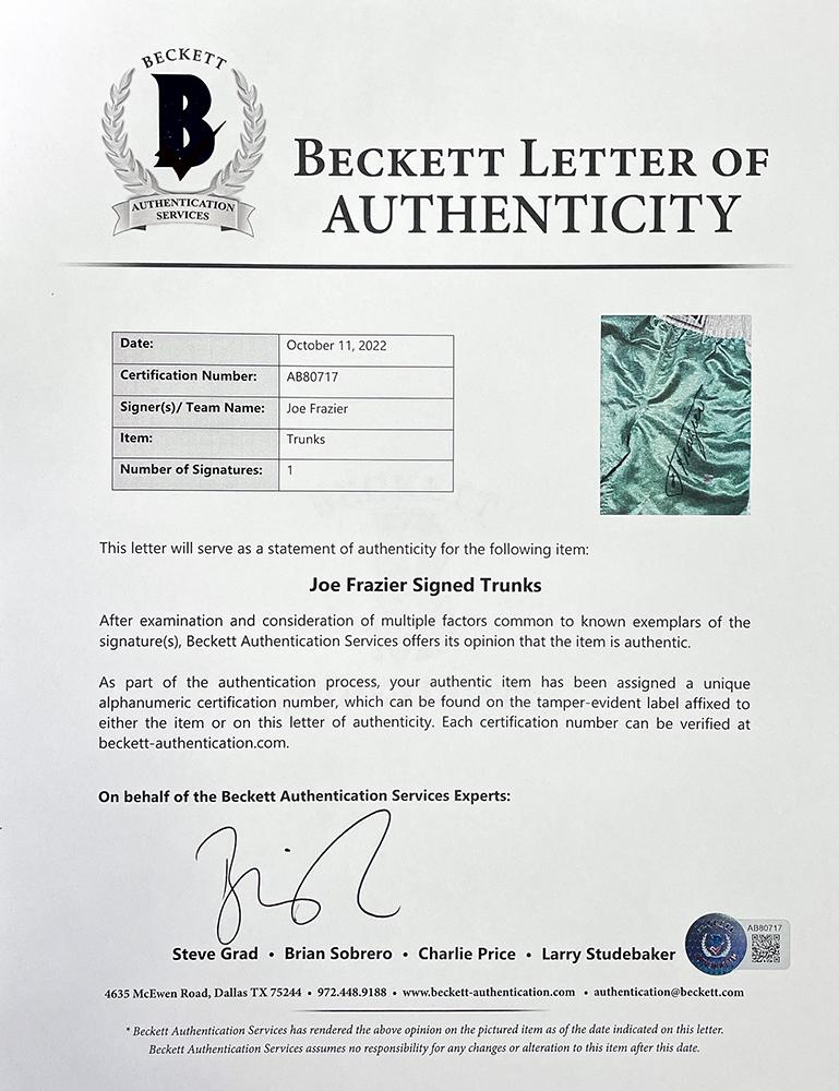 Joe Frazier Signed Boxing Trunks (Beckett) at PristineAuction.com Joe Frazier Signed Boxing Trunks (Beckett) at PristineAuction.com